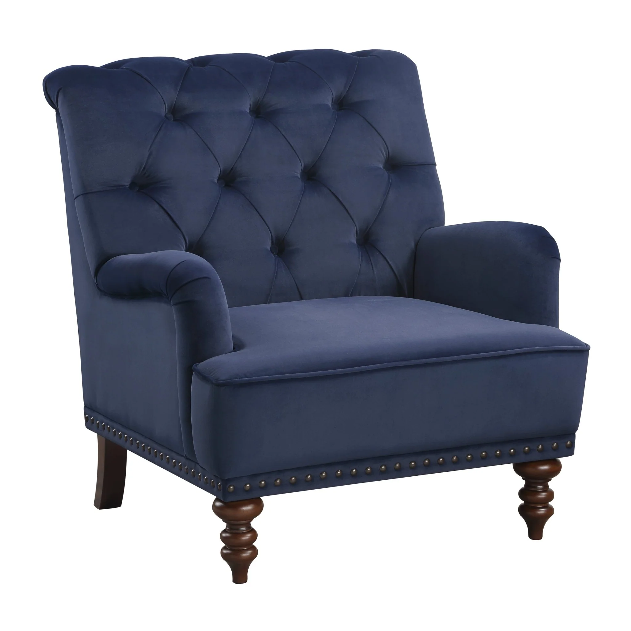 Luxurious Accent Chair with Upholstered Tufted and Nailhead Trim