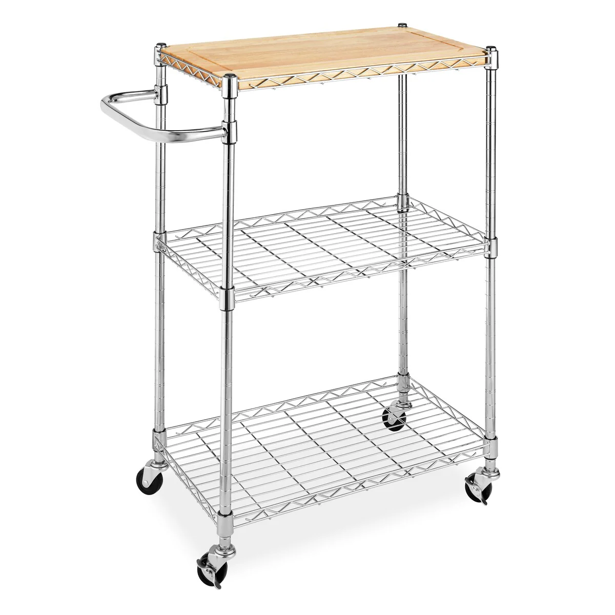 Whitmor Supreme Kitchen and Microwave Cart - Wood & Chrome