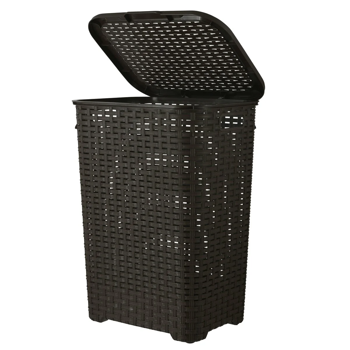 Superio Plastic Wicker Laundry Hamper with Lid Large Capacity - Capacity: 60l