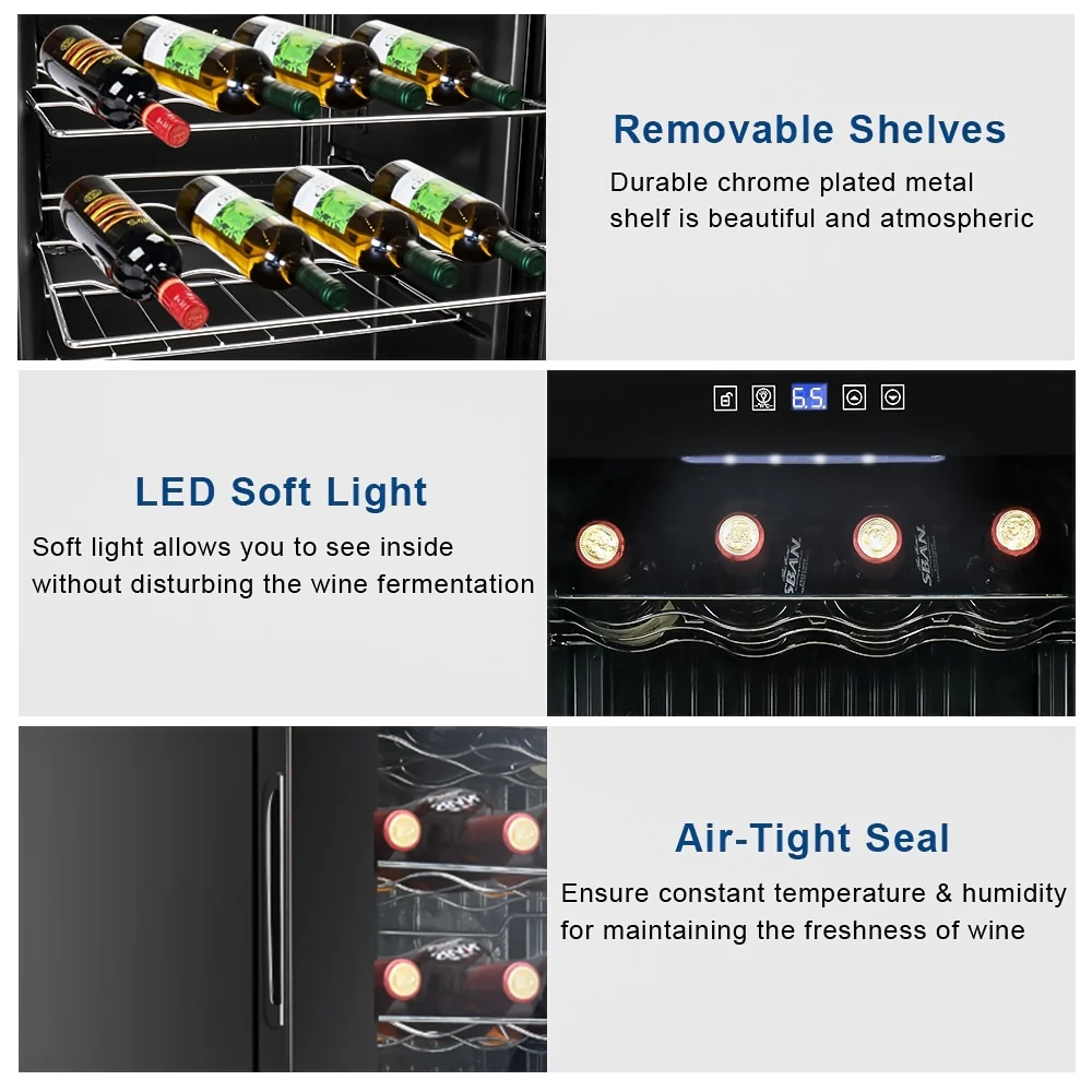 ZOKOP AC 115V /60Hz 1.8Cu.Ft/2.8Cu.Ft Compressor Wine Cabinet Wine Rack Black