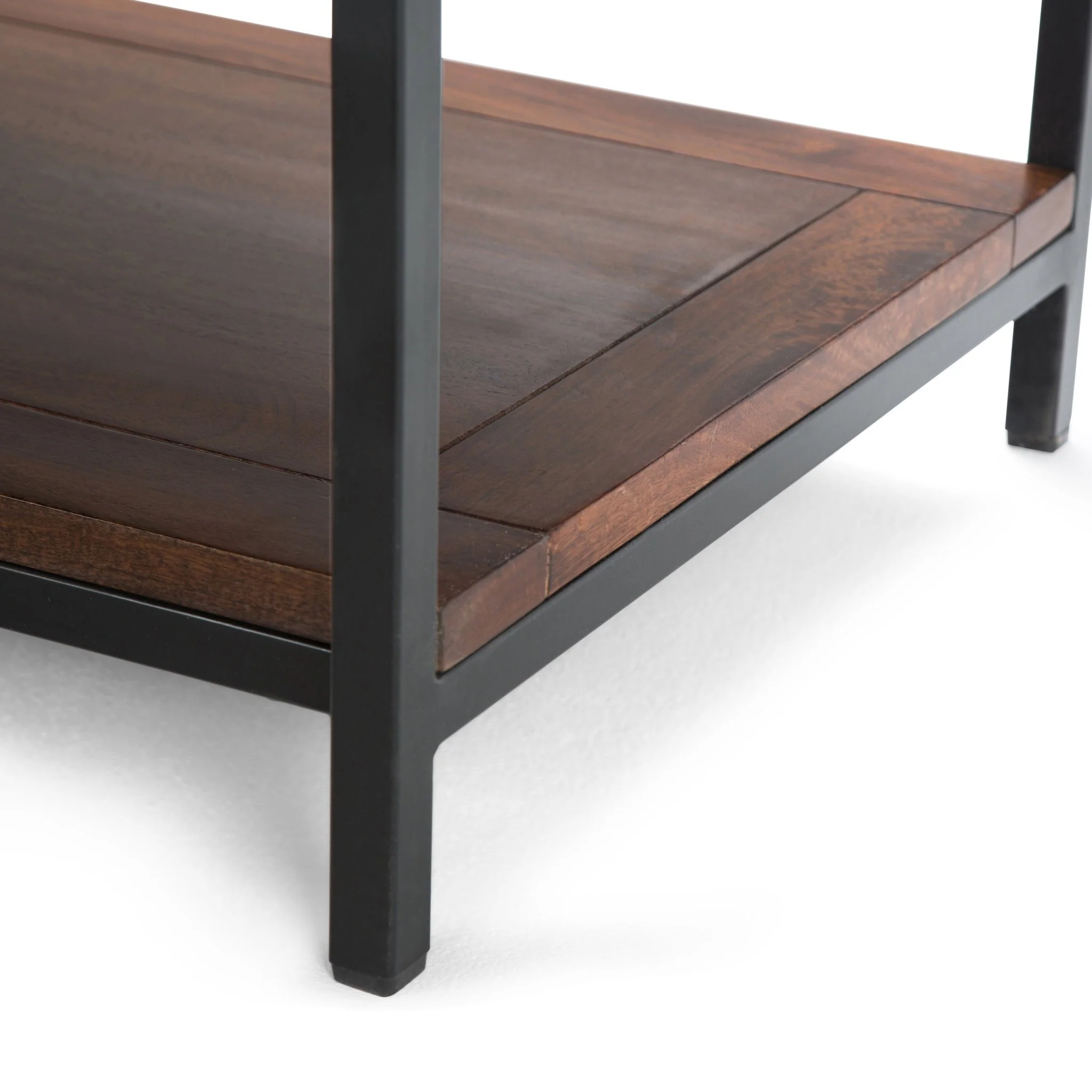 Haloed Rectangular Coffee Table with Open Bottom Shelf and Metal Frame
