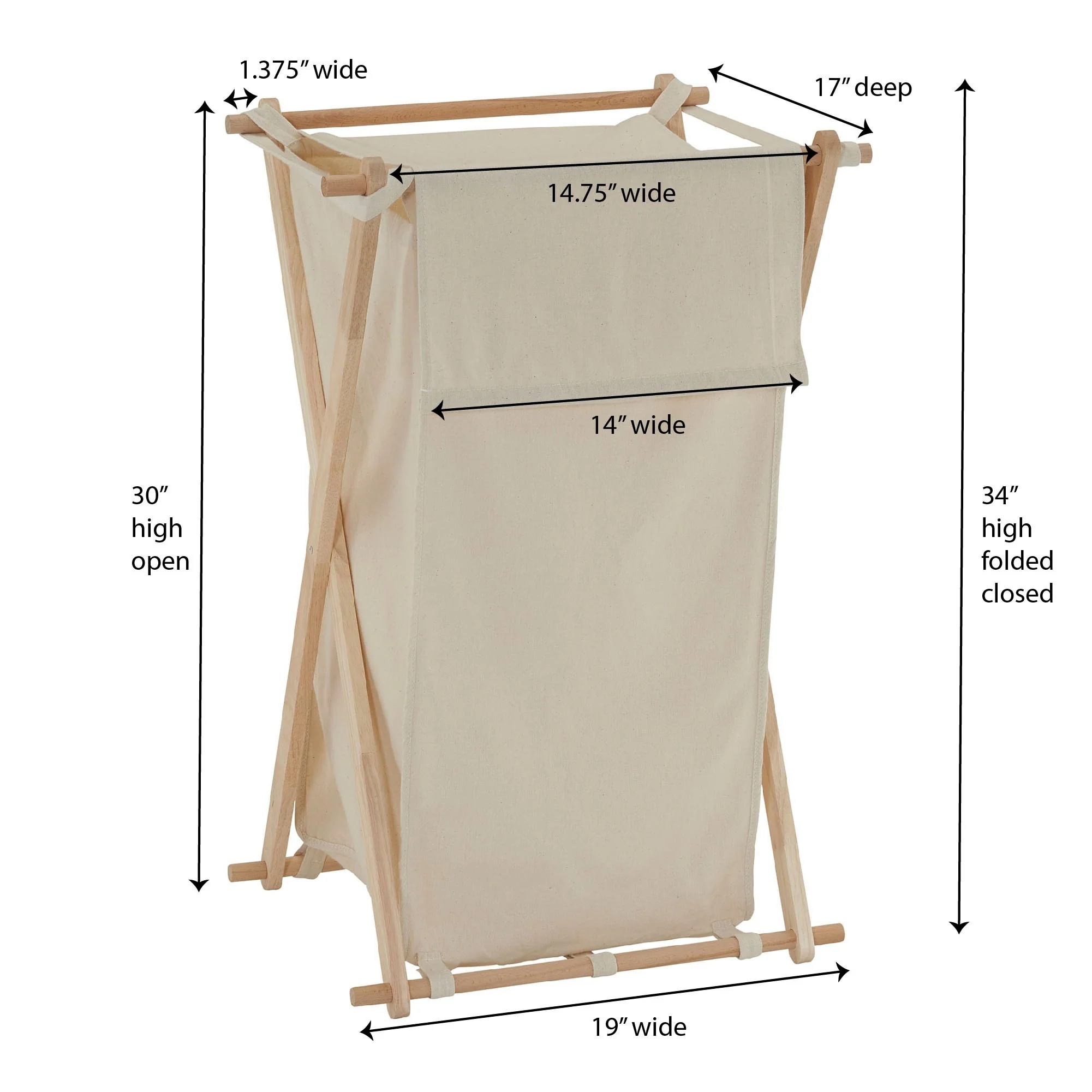 Household Essentials X-Frame Folding Wood Laundry Hamper - 17.0