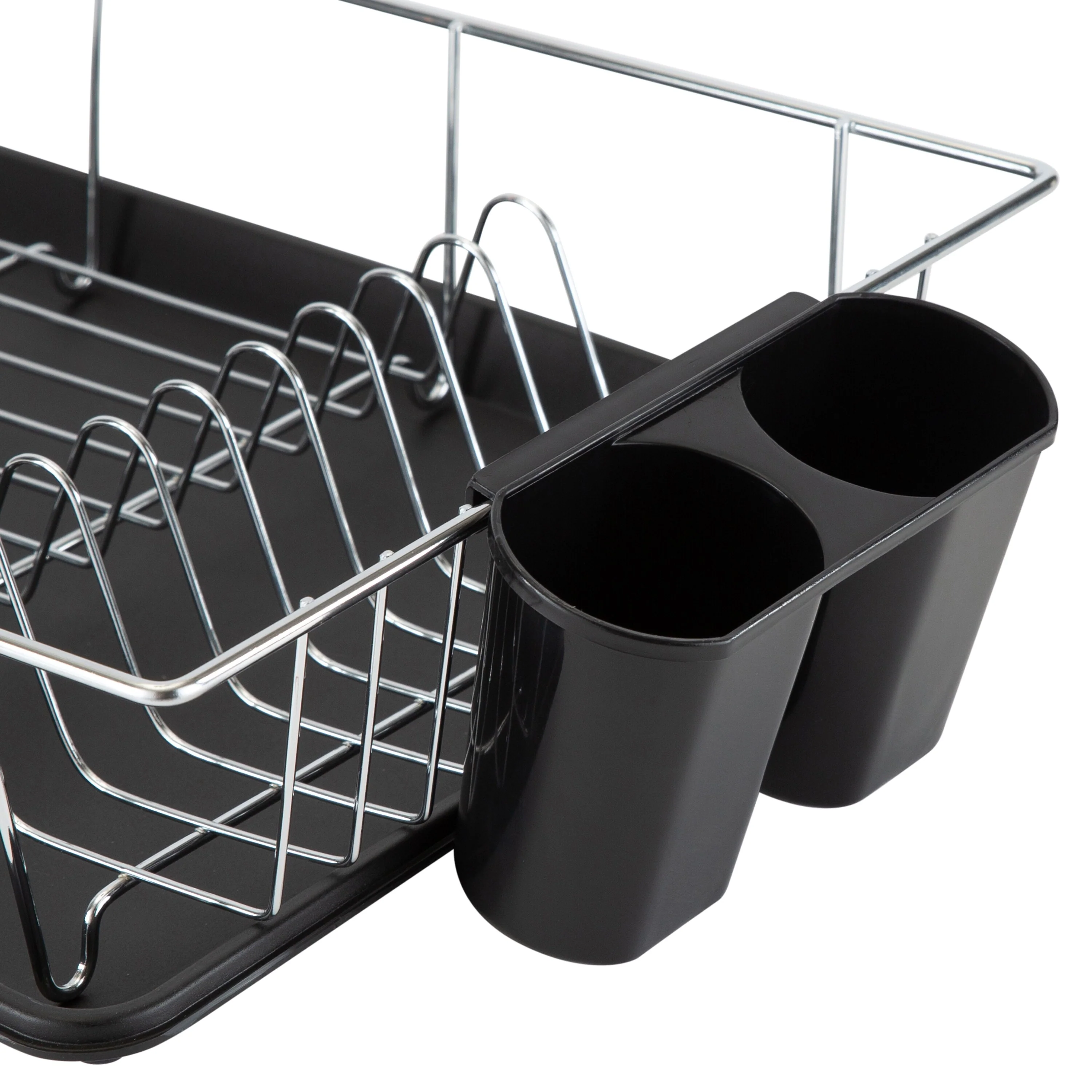 Simply Kitchen Details Chrome and Black Iron 3-piece Dish Rack With Tray - 19