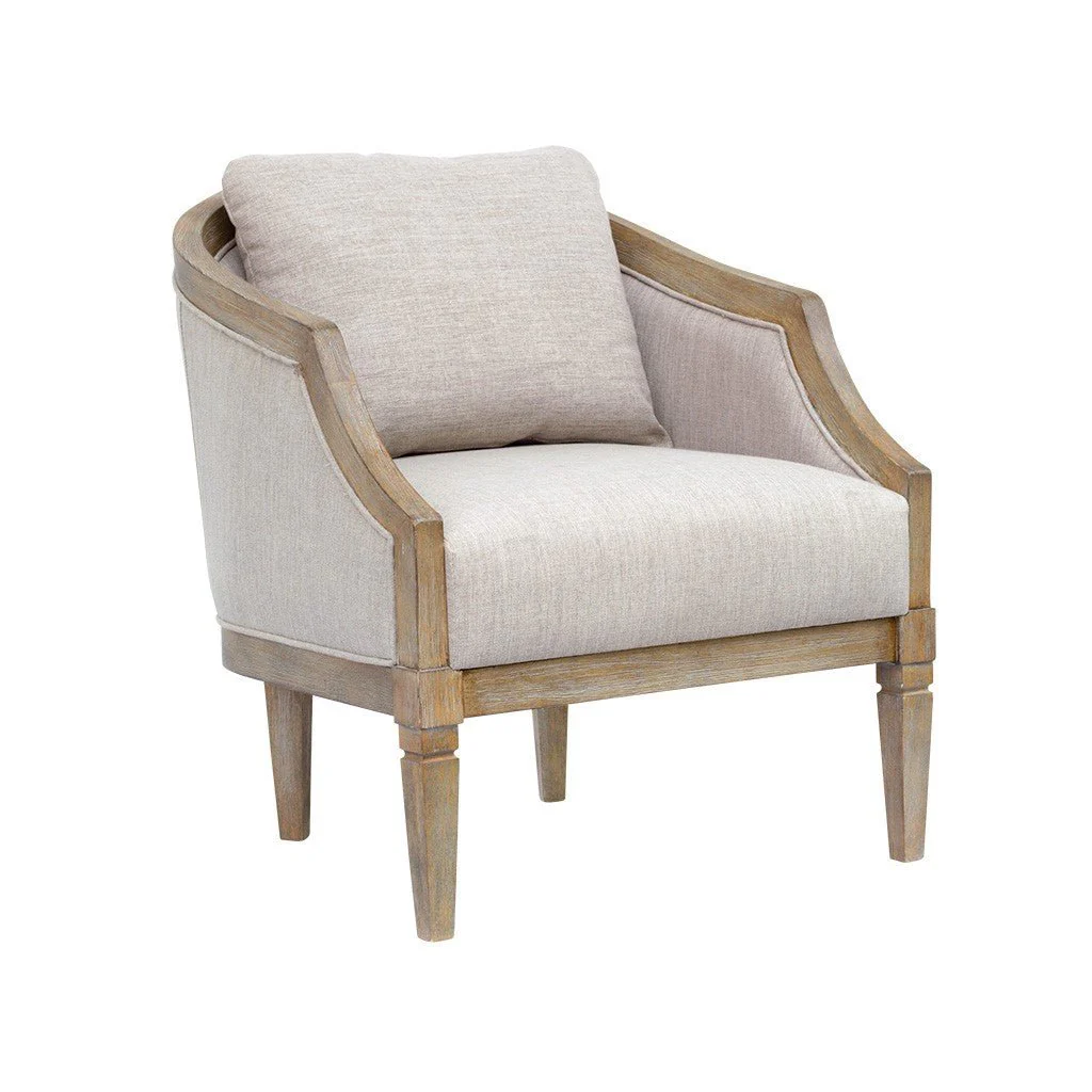 Upholstered Accent Chair with Removable Back Cushion and Recessed Arms
