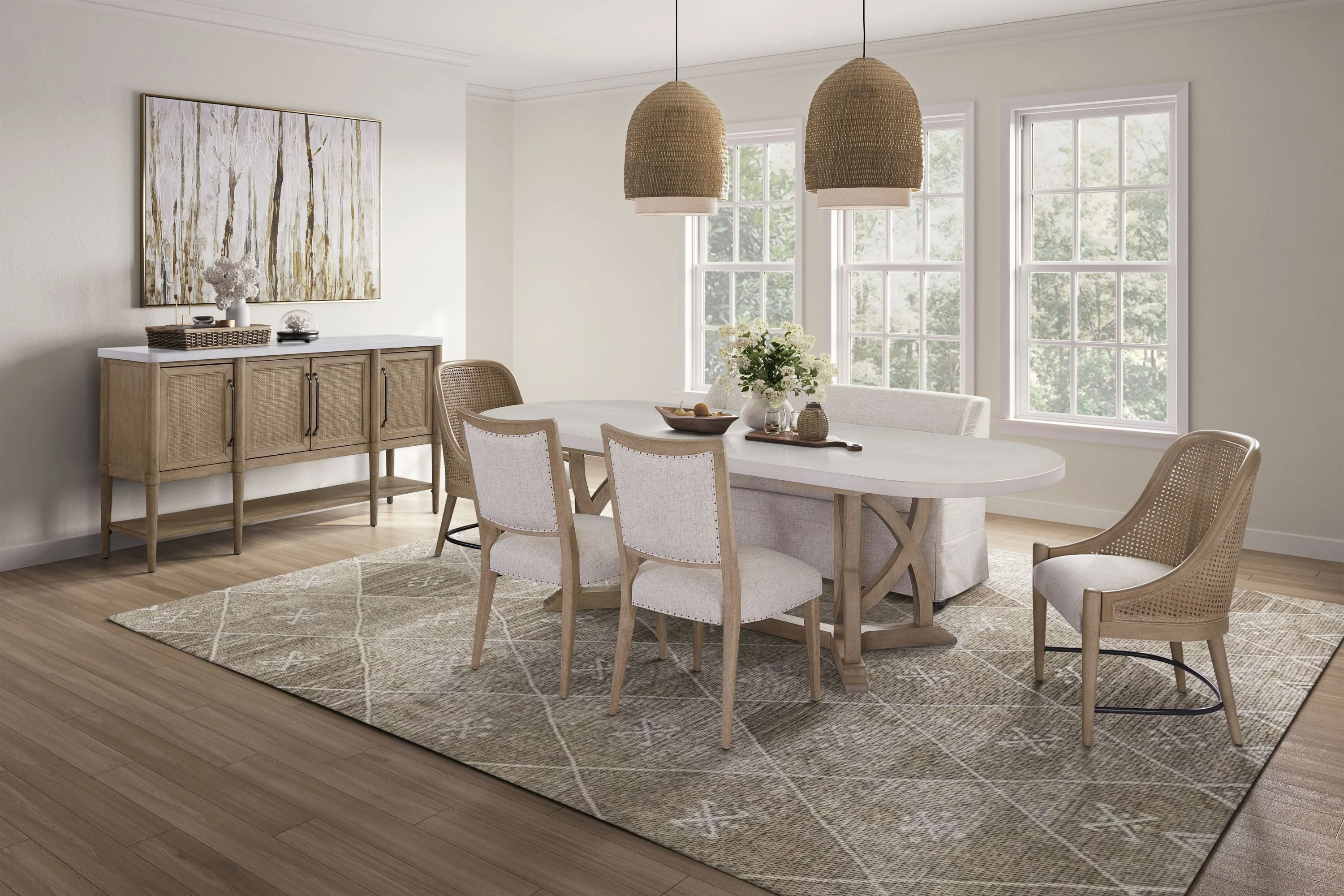 Slip Covered Settee with Casters