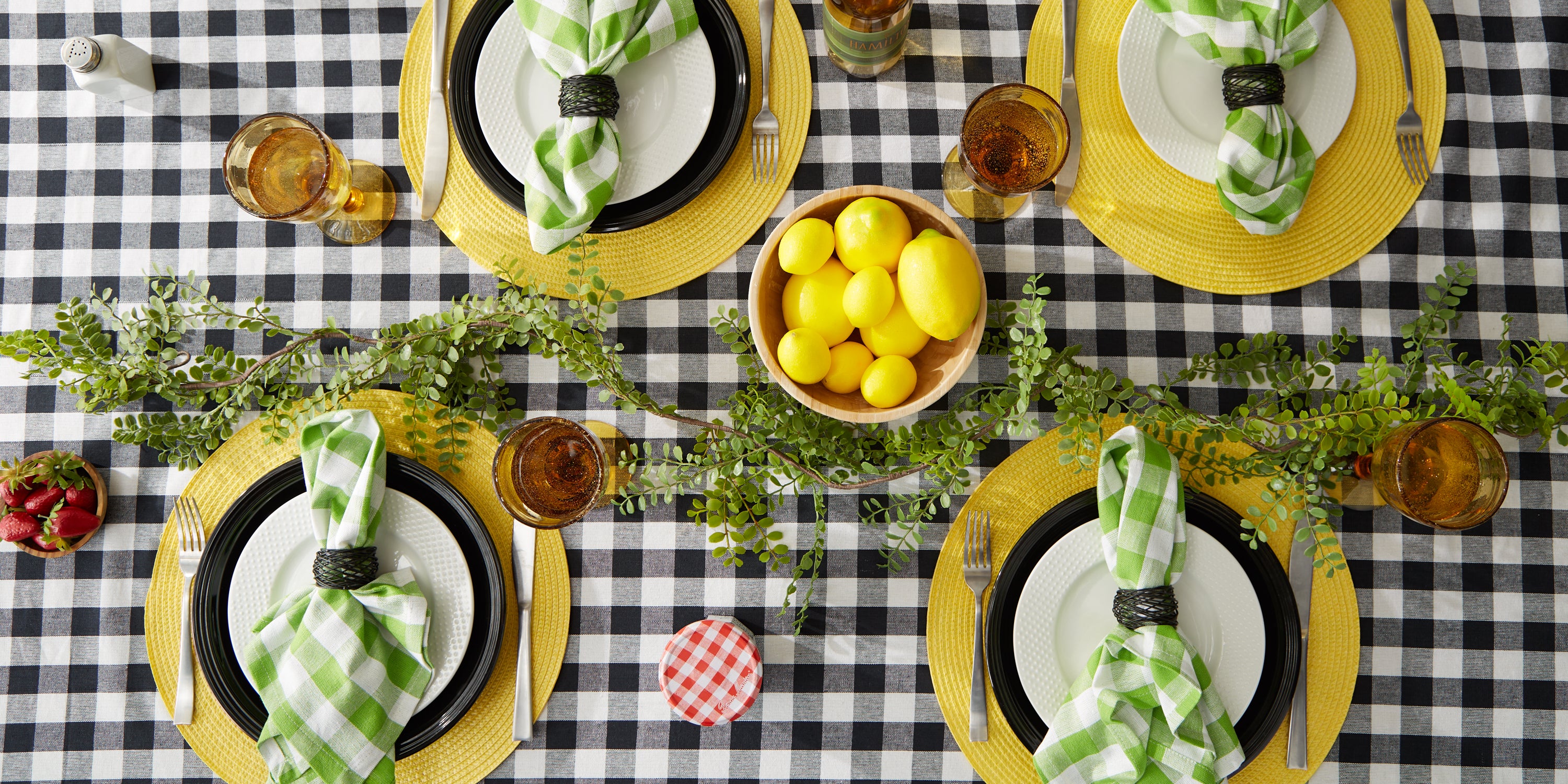 Black/White Checkers Tablecloth