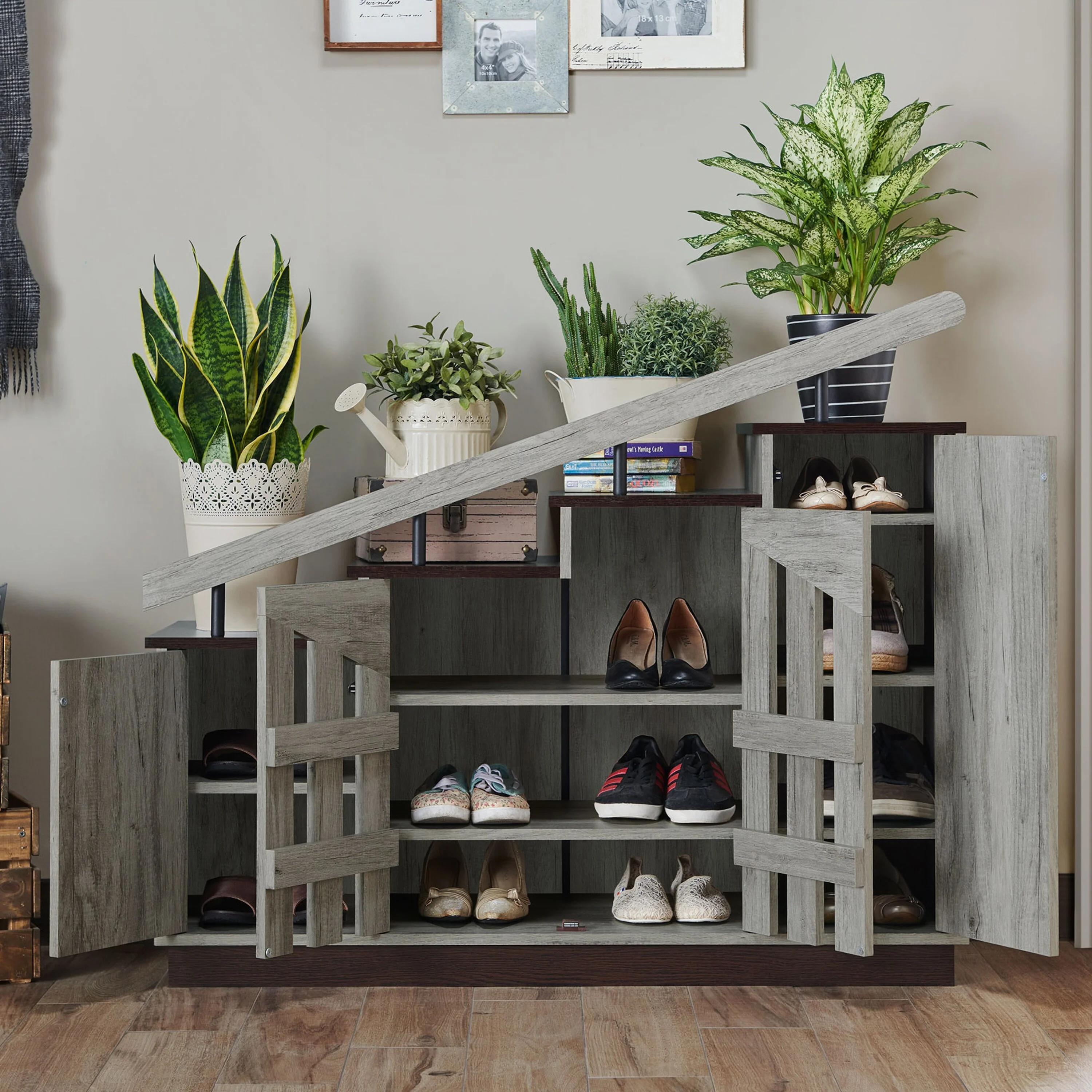 Garner Rustic 9-shelf Storage Shoe Cabinet by Furniture of America