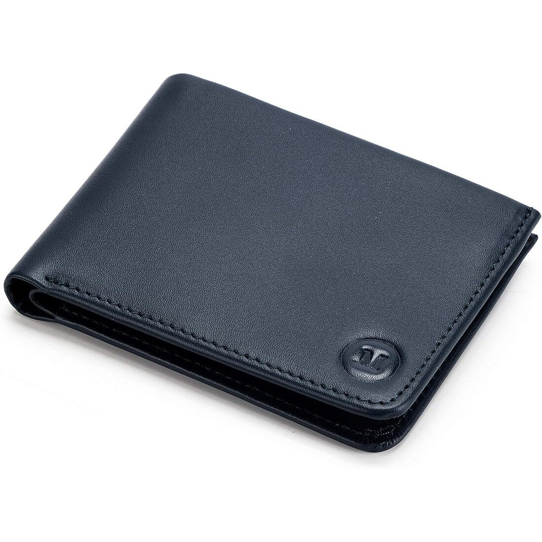 Genuine Calf Leather Slim Bifold RFID Wallet Card Holder Minimalist Secret Pocket (Bi-Fold) - 2-Tier