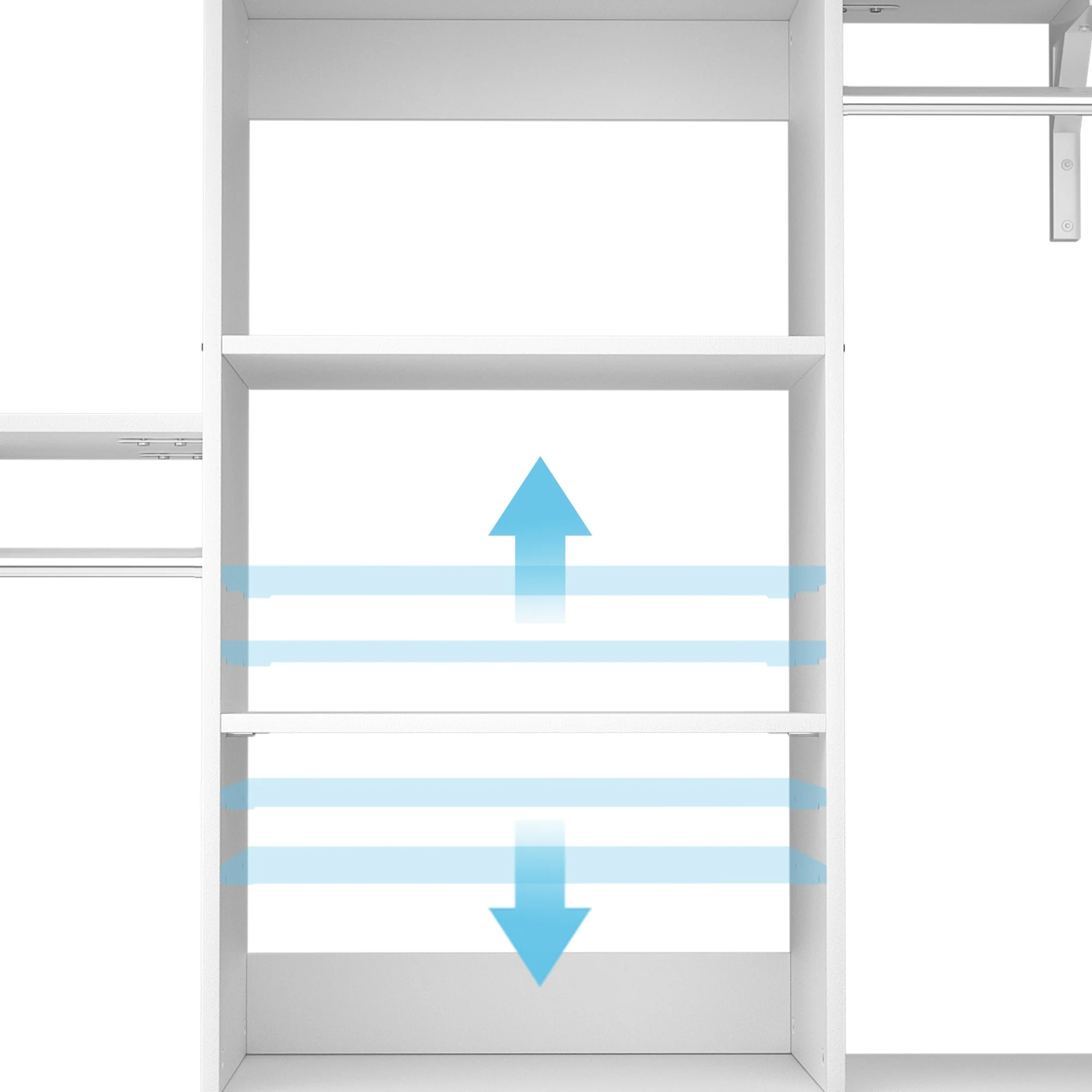 20.2'' - 96'' W Closet Organizer with Drawers, Closet System with Hanging Rods and Adjustable Shelves