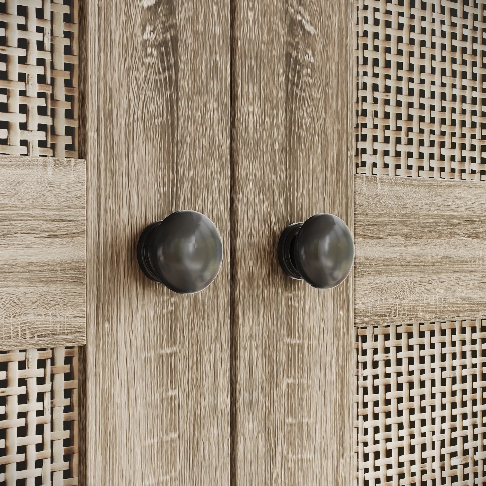 Large Storage Wardrobe Versatile Rattan Door Closet with Deep Drawers
