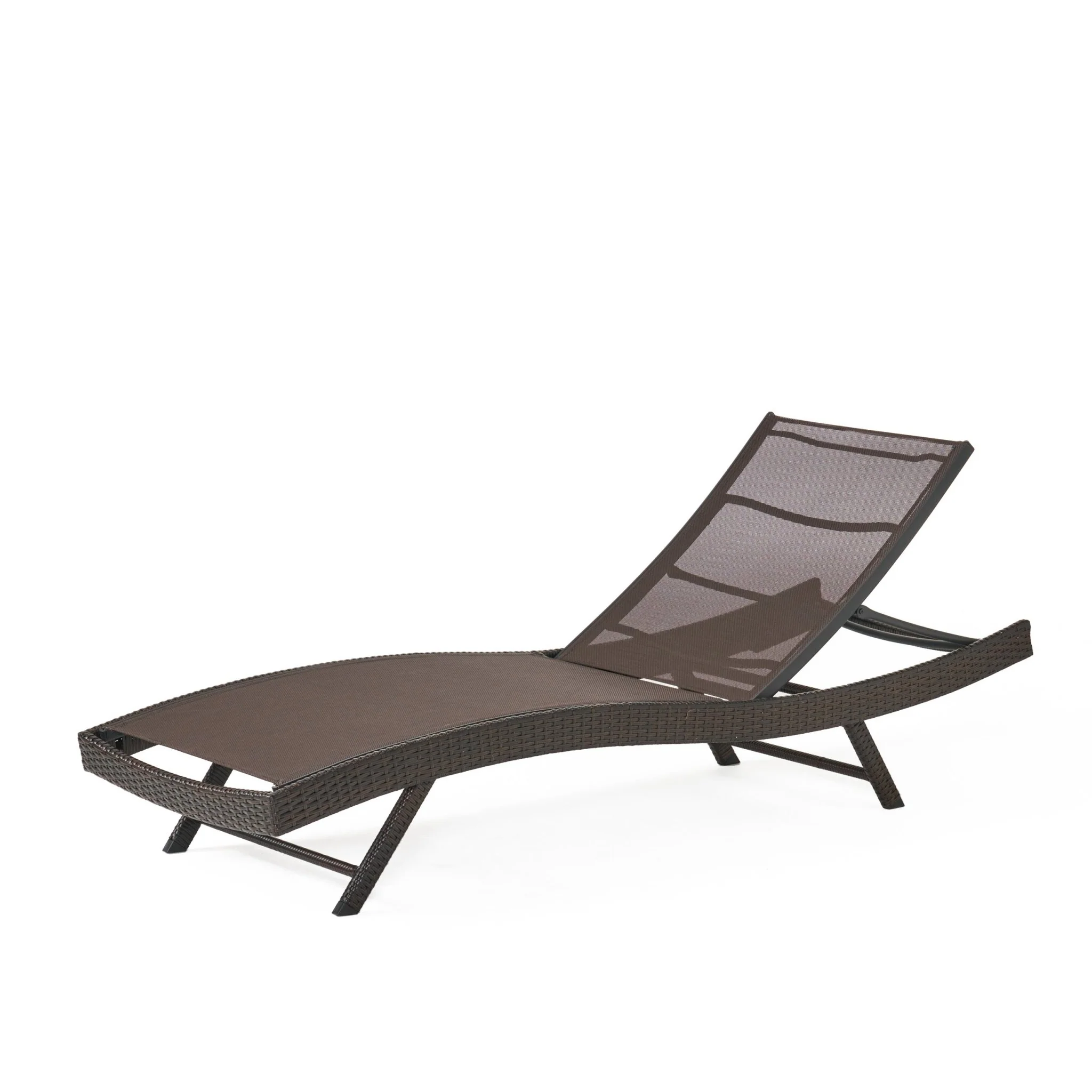 Outdoor Rattan Wicker Chaise Lounge with Adjustable Seat and Mesh Seat