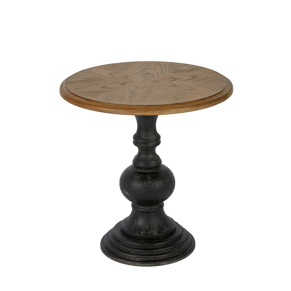 Round Accent Table with Pedestal Wood Base