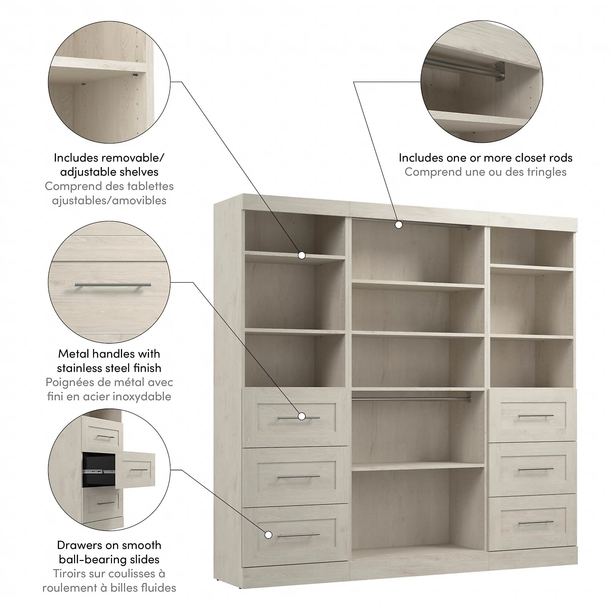 Pur 86W Closet Organization System with Drawers by Bestar - 86