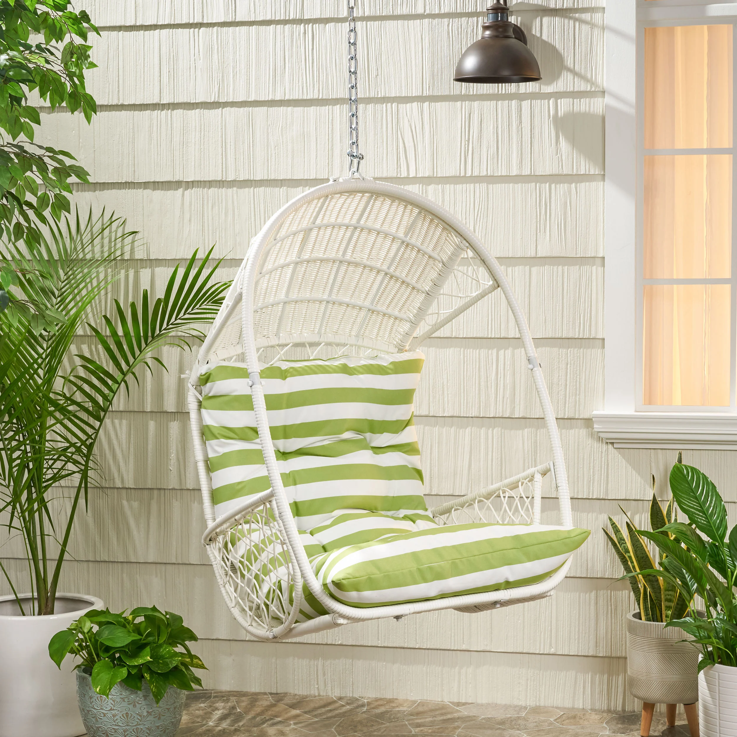 Hanging Chair with Basket Shape and Metal Frame