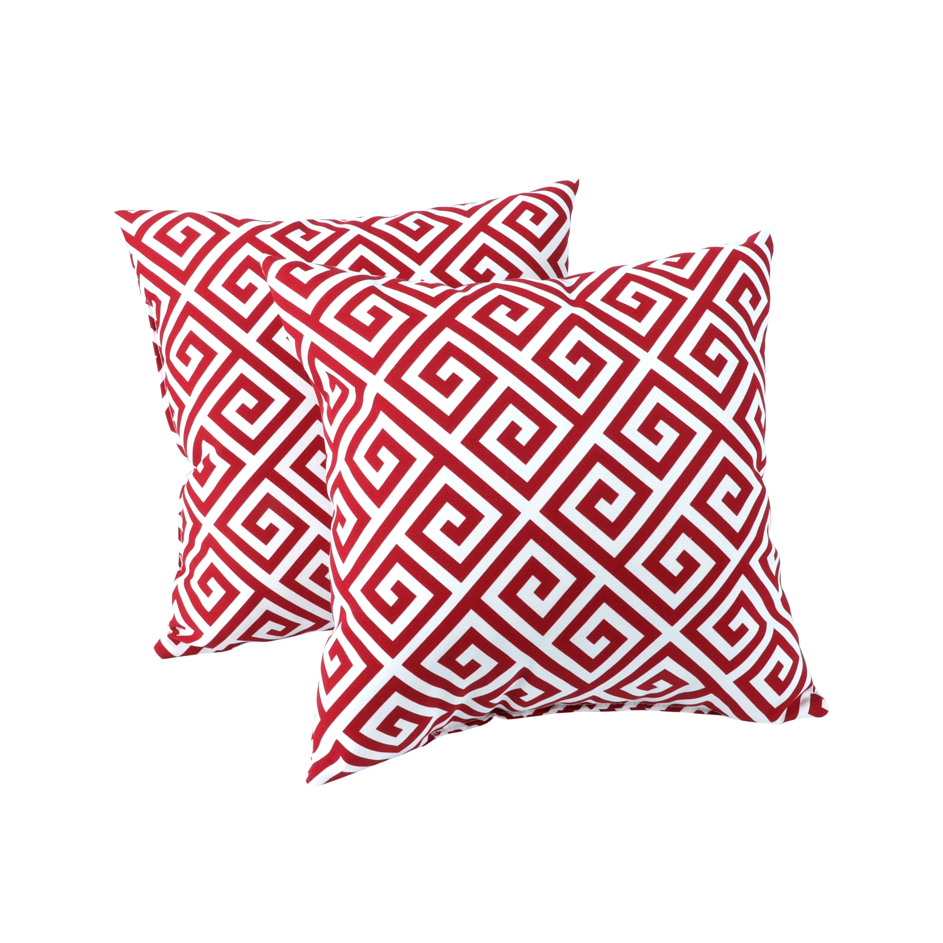 Red & White Geo Outdoor Square Pillows, Set of 2