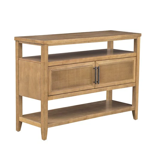 Console Table with 2 Cane Doors and 2 Shelves