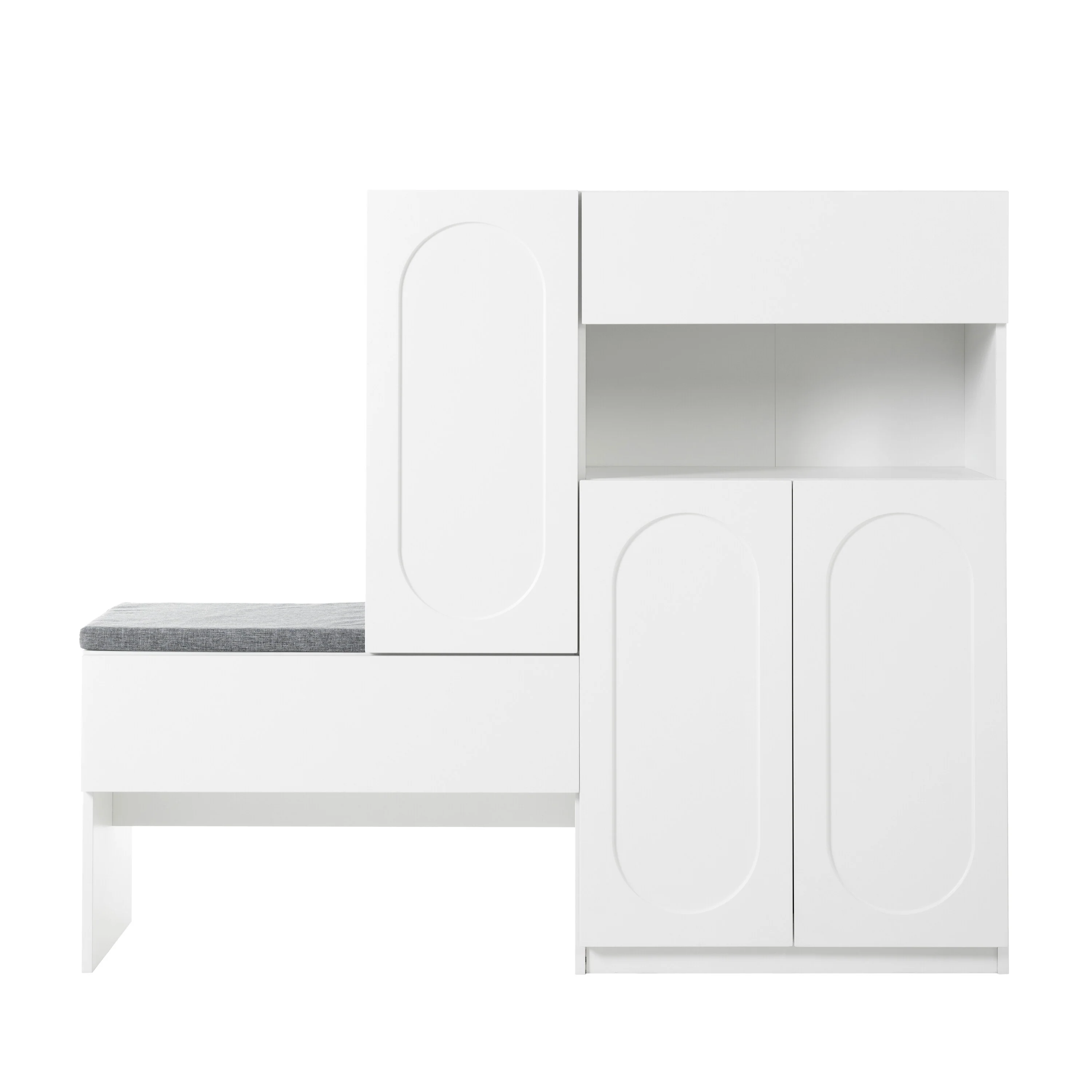 2-in-1 Shoe Cabinet with Bench, Entryway Storage Cabinet, Space-Saving Shoe Rack Organizer with Adjustable Shelves