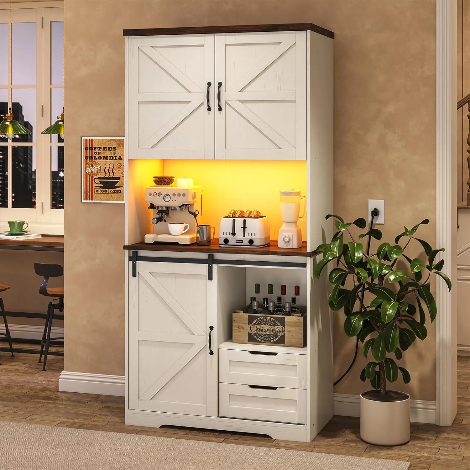 Farmhouse Kitchen Storage Cabinet Pantry Cabinet Home Bar