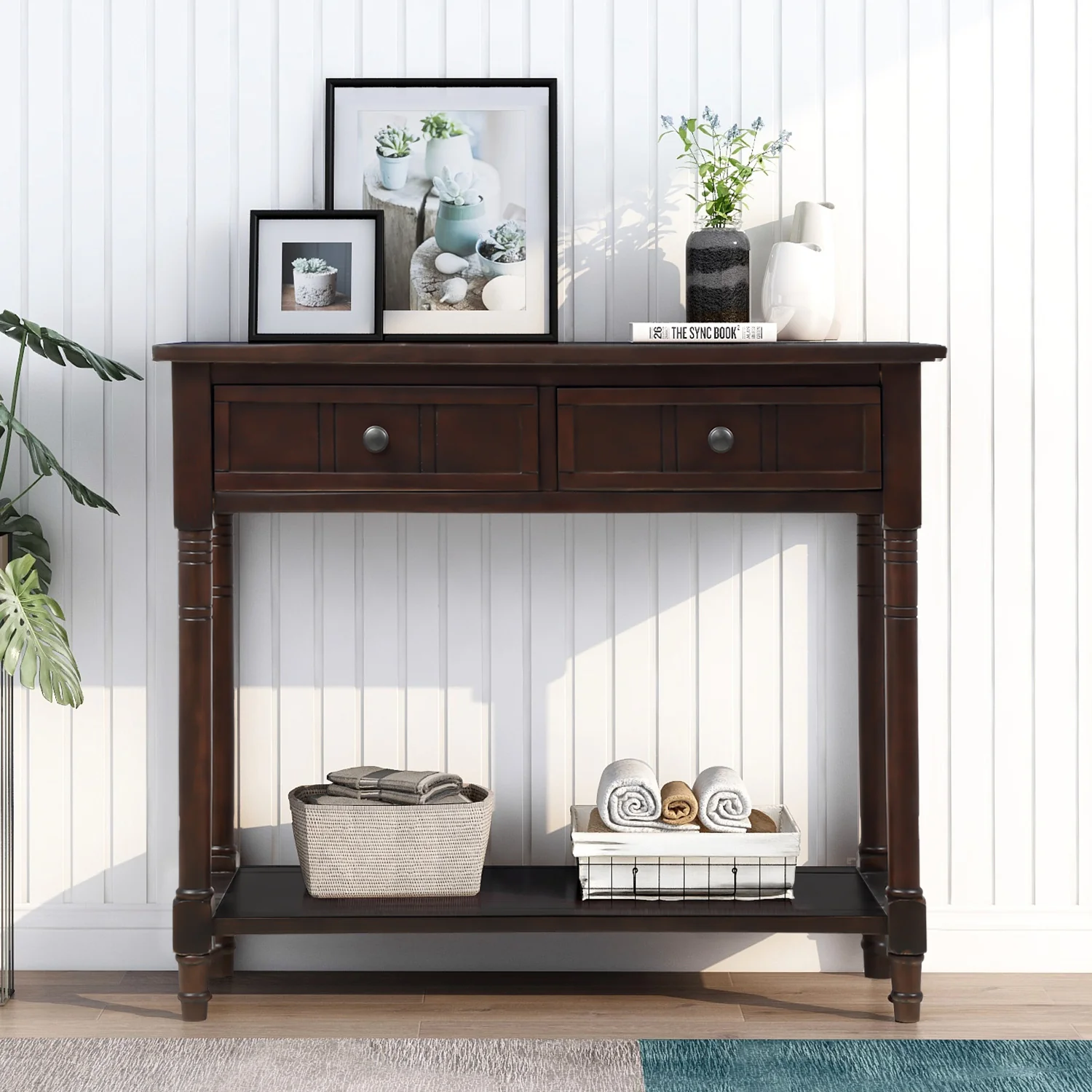 Jace Console Table with 2 Drawers and Bottom Shelf