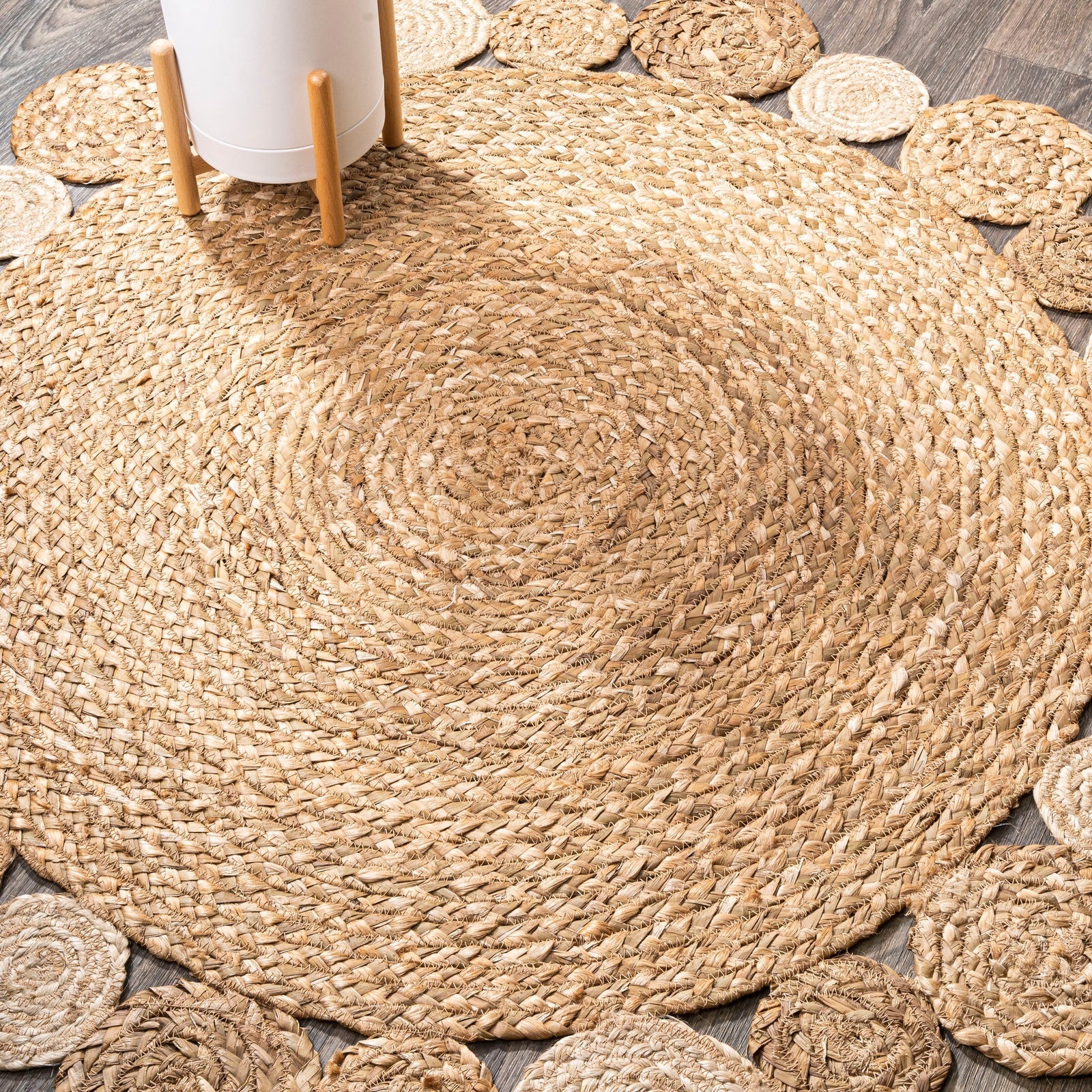 Eden Natural Jute hippie Circle Natural Area Rug