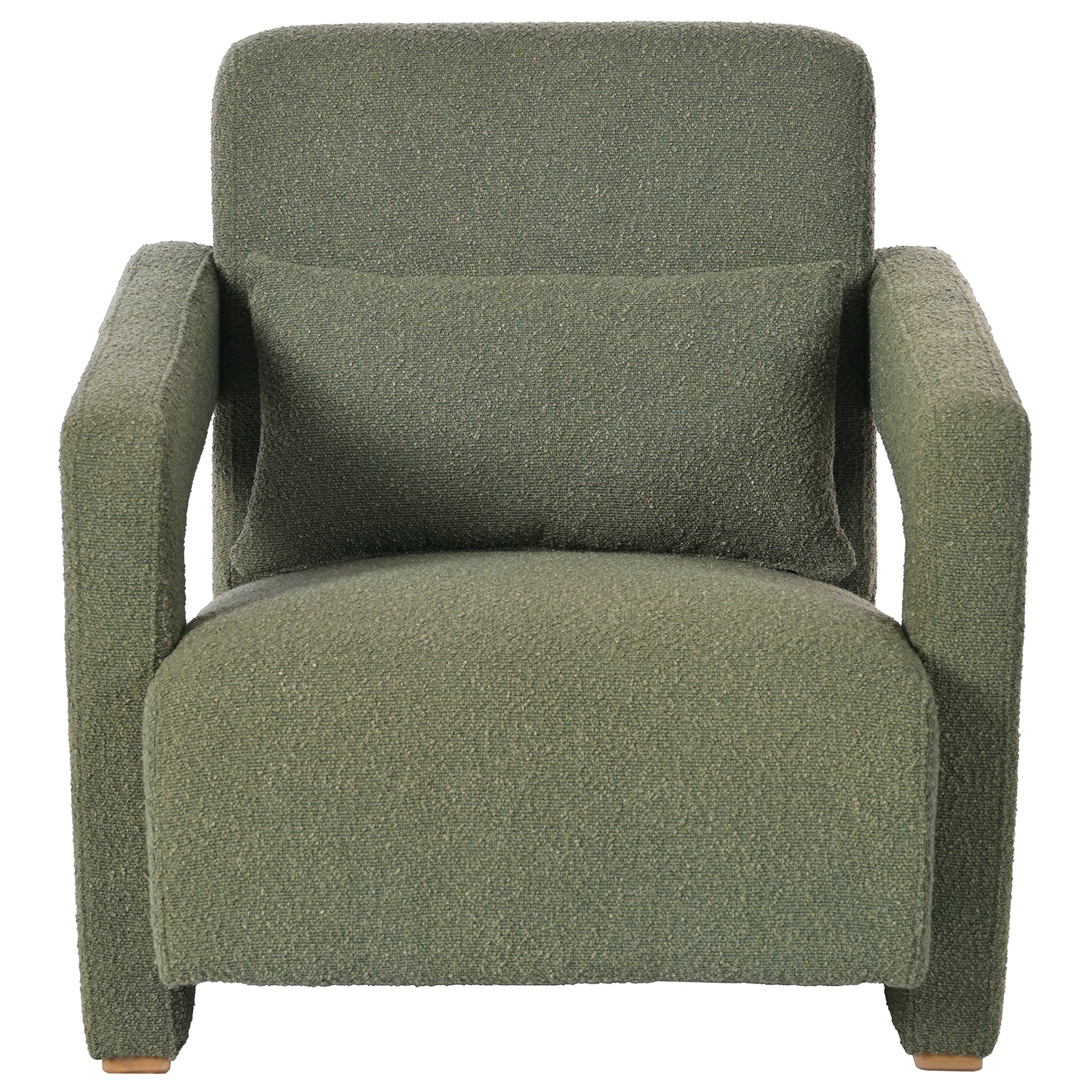 Upholstered Accent Chair with Wood Legs and Open Arms