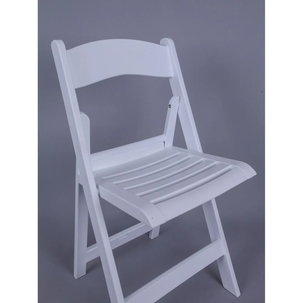 Nexus Resin Folding Chair with Slatted Seat- White