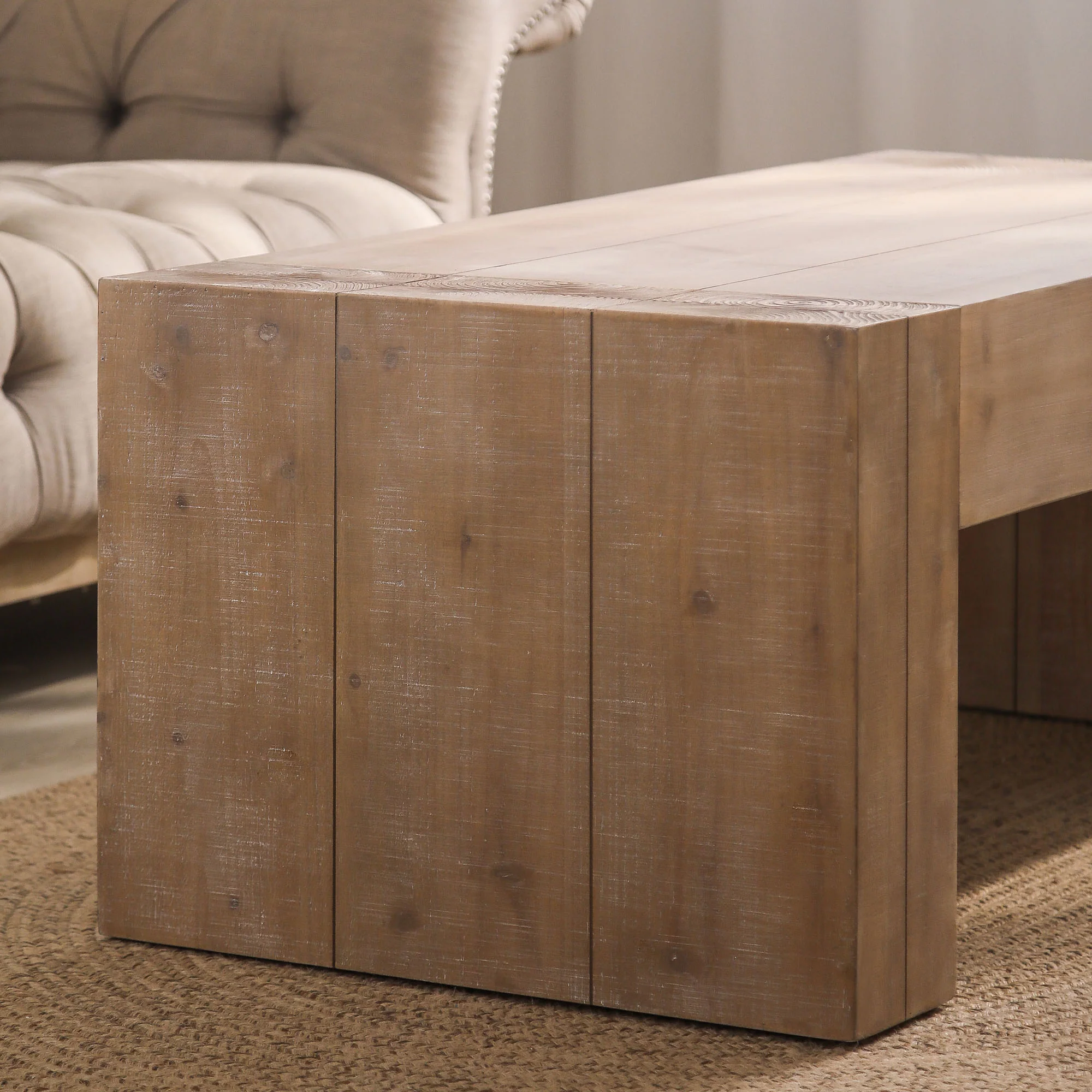 Carrying Rectangular Coffee Table with Wood Frame