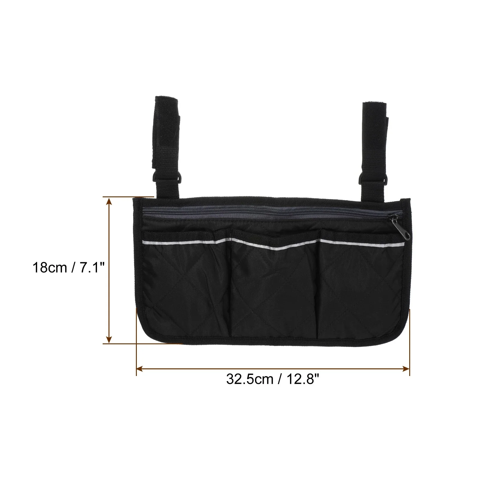Chair Armrest Organizer, 4 Pockets Book Holder with Straps, Purple