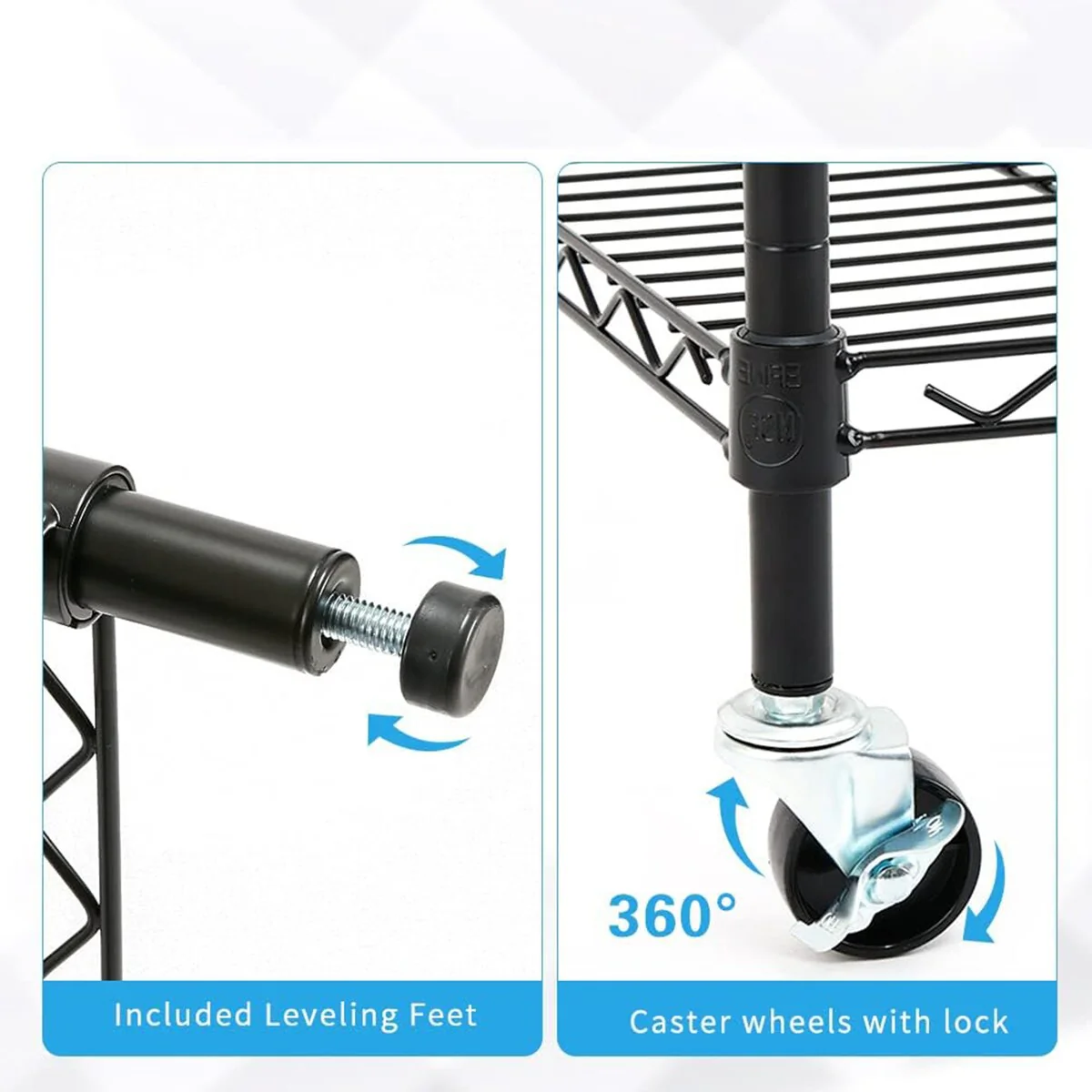 4/5-Tier Steel Shelving on Wheels with Shelf Liners Versatile Rack