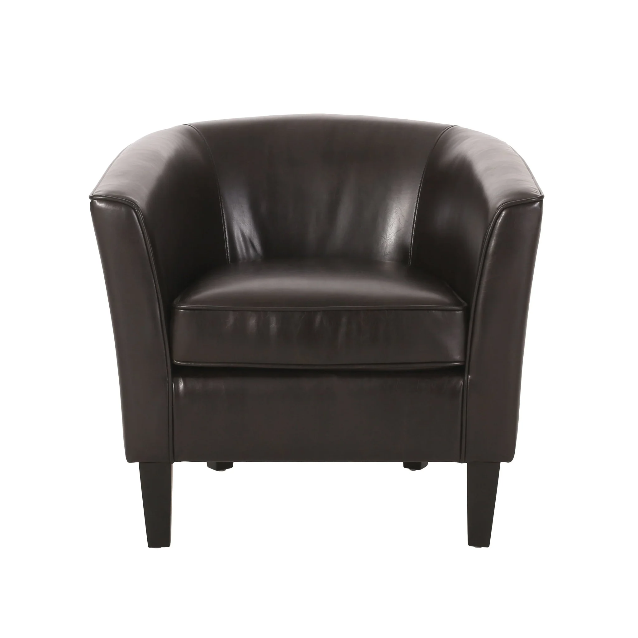 Upholstered Leather Club Chair with Flared Armrests