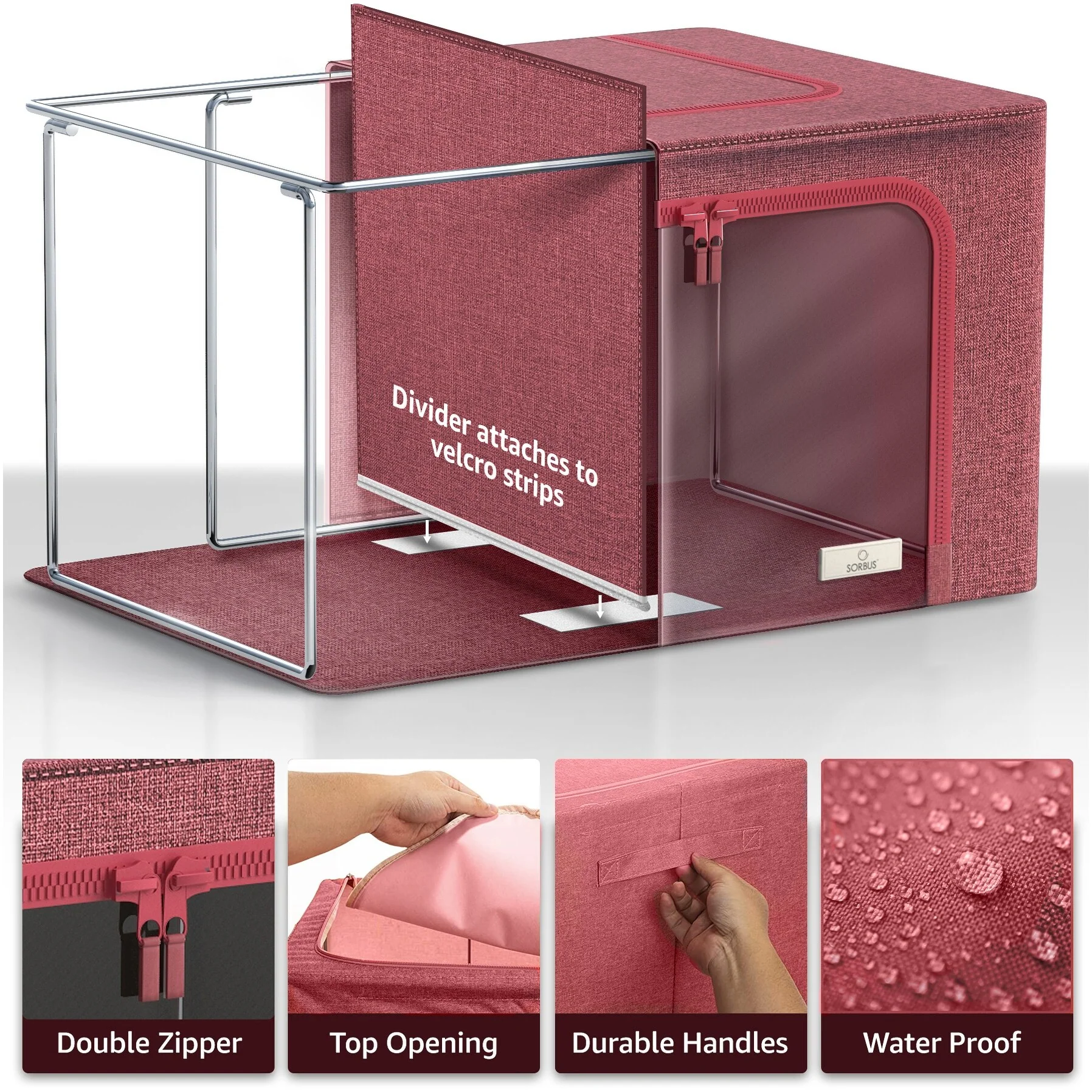 Foldable Storage Bag Breathable Bamboo Fabric Dustproof Organizer Box Charcoal - (2 Section - Beige) - N/A