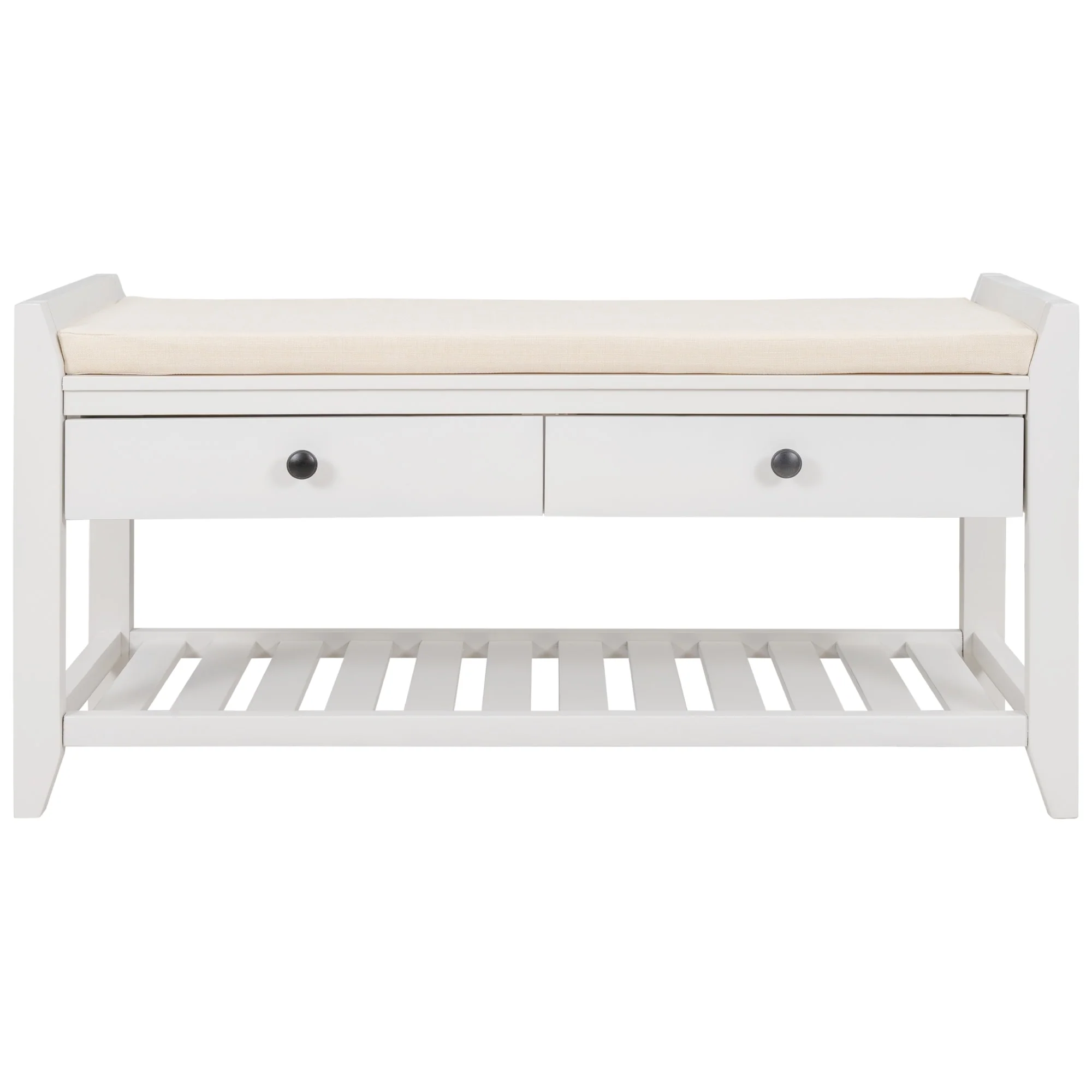 Multi-purpose Shoe Rack with Cushioned Seat and Drawers