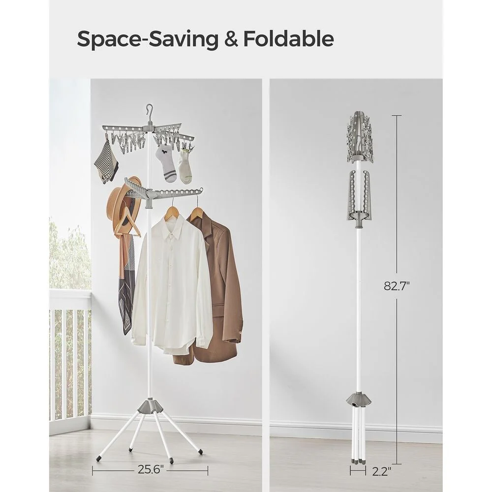 Stainless Steel Foldable Clothes Drying Rack with 360° Rotatable Arms Large Capacity and Space-Saving Design