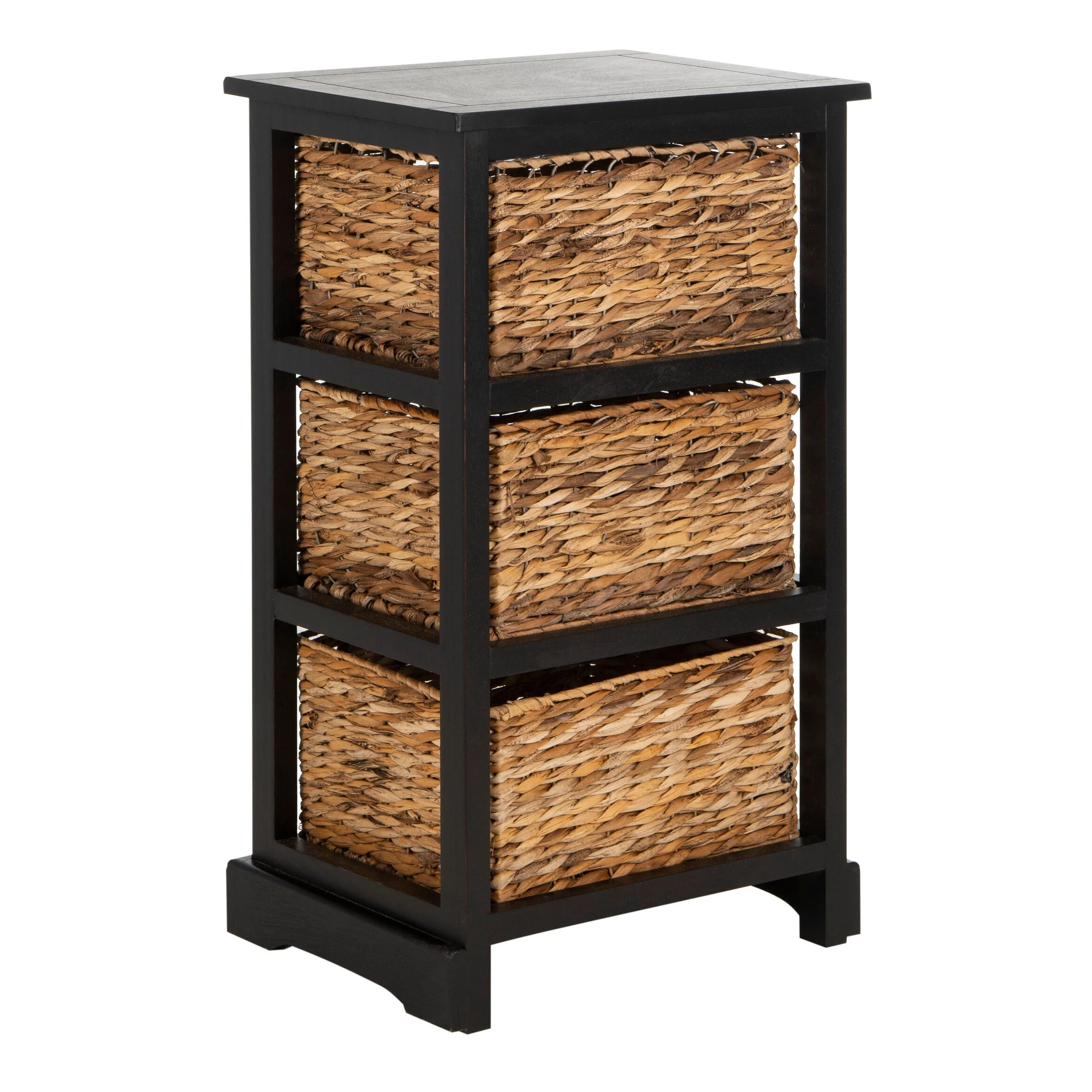 SAFAVIEH Evaline Distressed Black 3 Wicker Basket Storage Unit - 17.3
