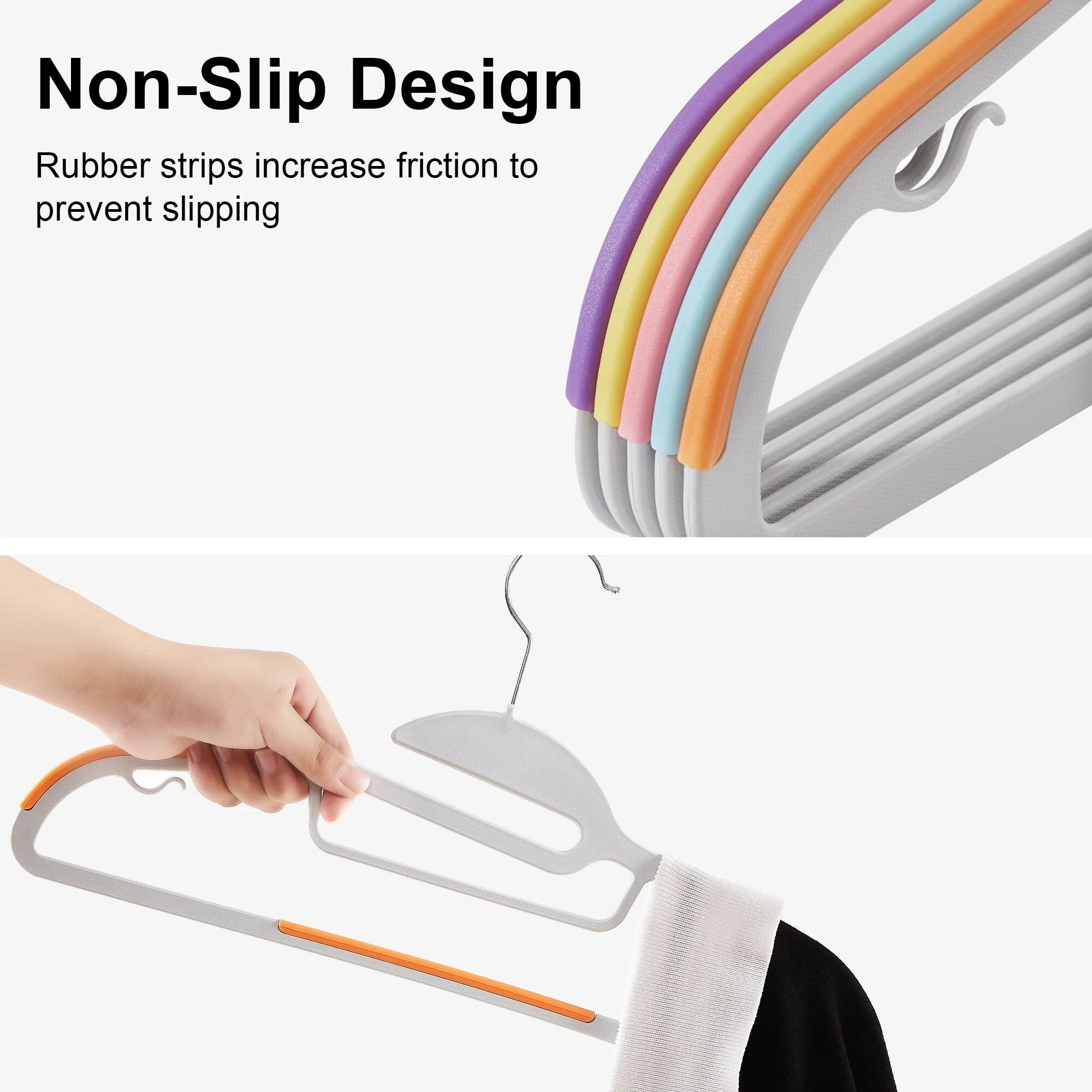 Non-Slip Plastic Clothes Hangers with clips Heavy Duty Dry Wet Clothes Hangers Space-Saving Swivel Hook