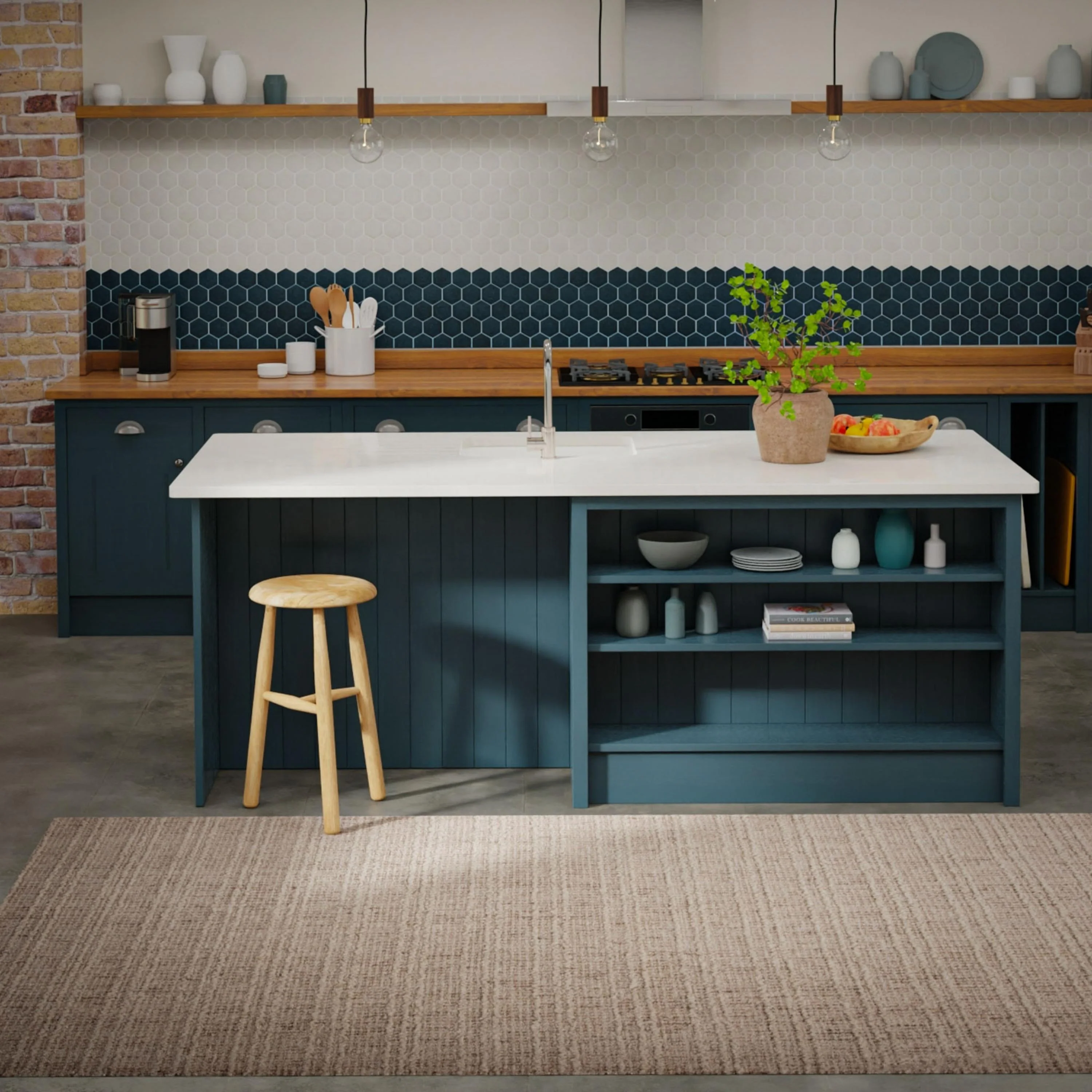 Textured Hand Tufted 100% Wool Geometric Area Rug
