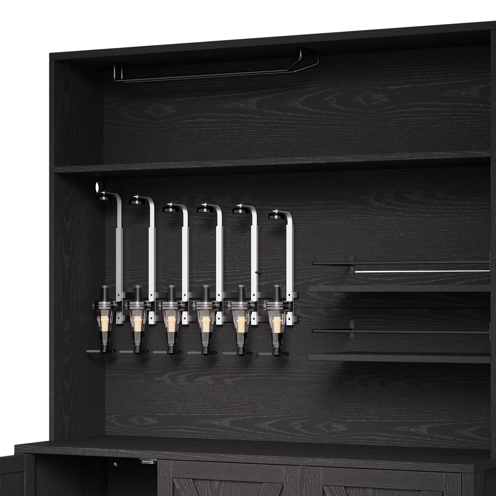 Moasis Farmhouse Bar Cabinet Wine Rack with RGB Light and Power Outlet