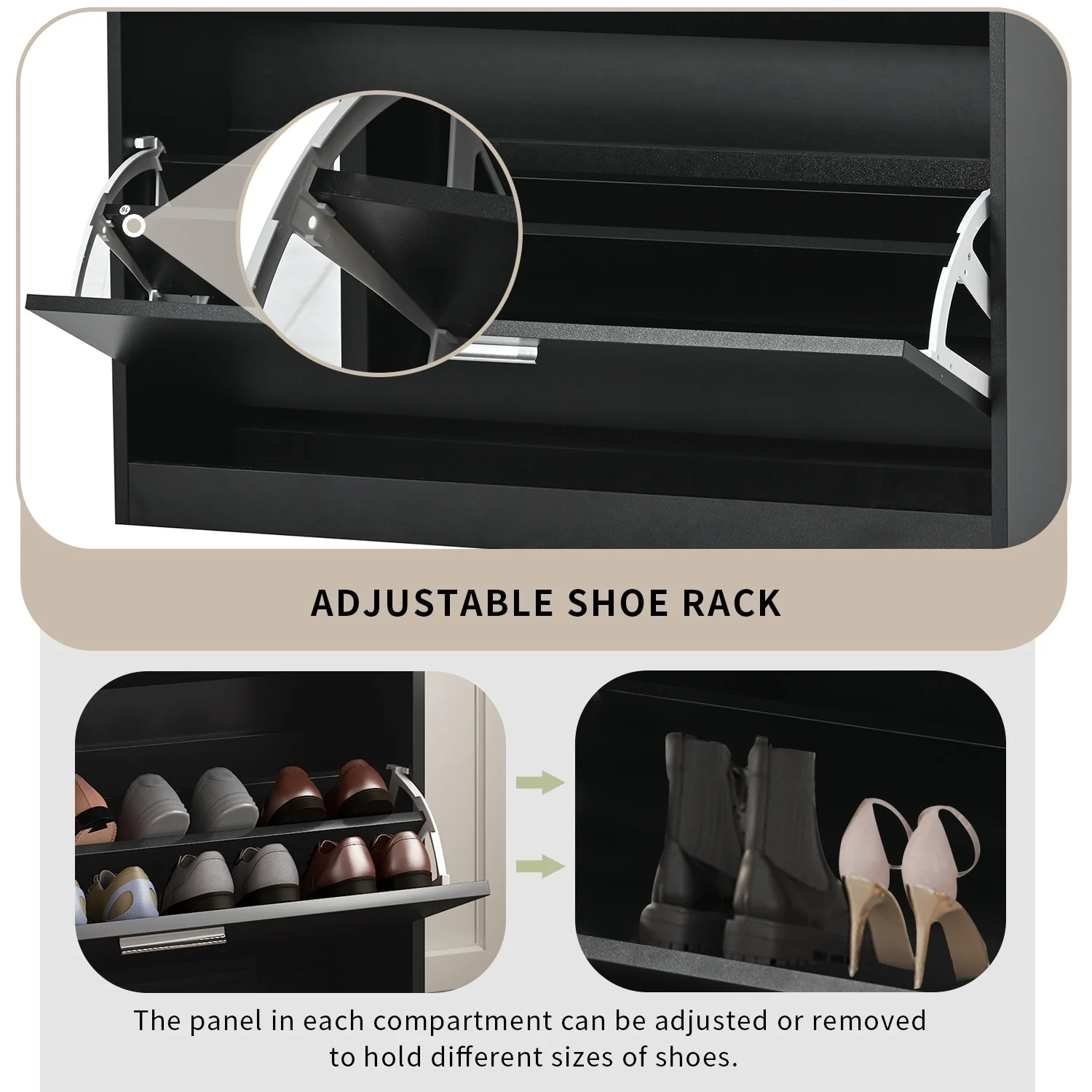 ON-TREND Slim Entryway Organizer with LED Light, two Flip Drawers, and Tempered Glass Top