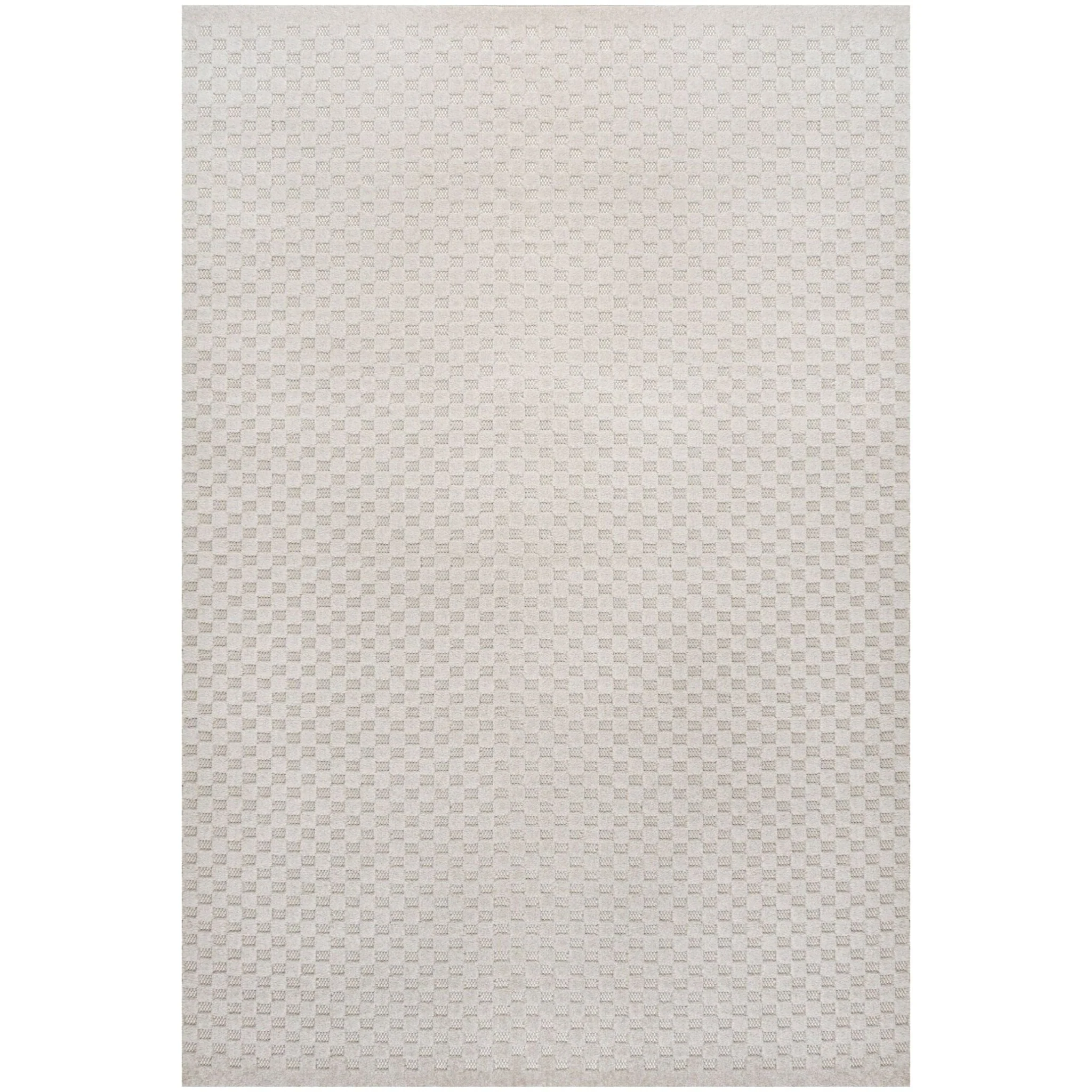 Finn High-Low Modern Minimalist Checkered Monotone Indoor/Outdoor Area Rug