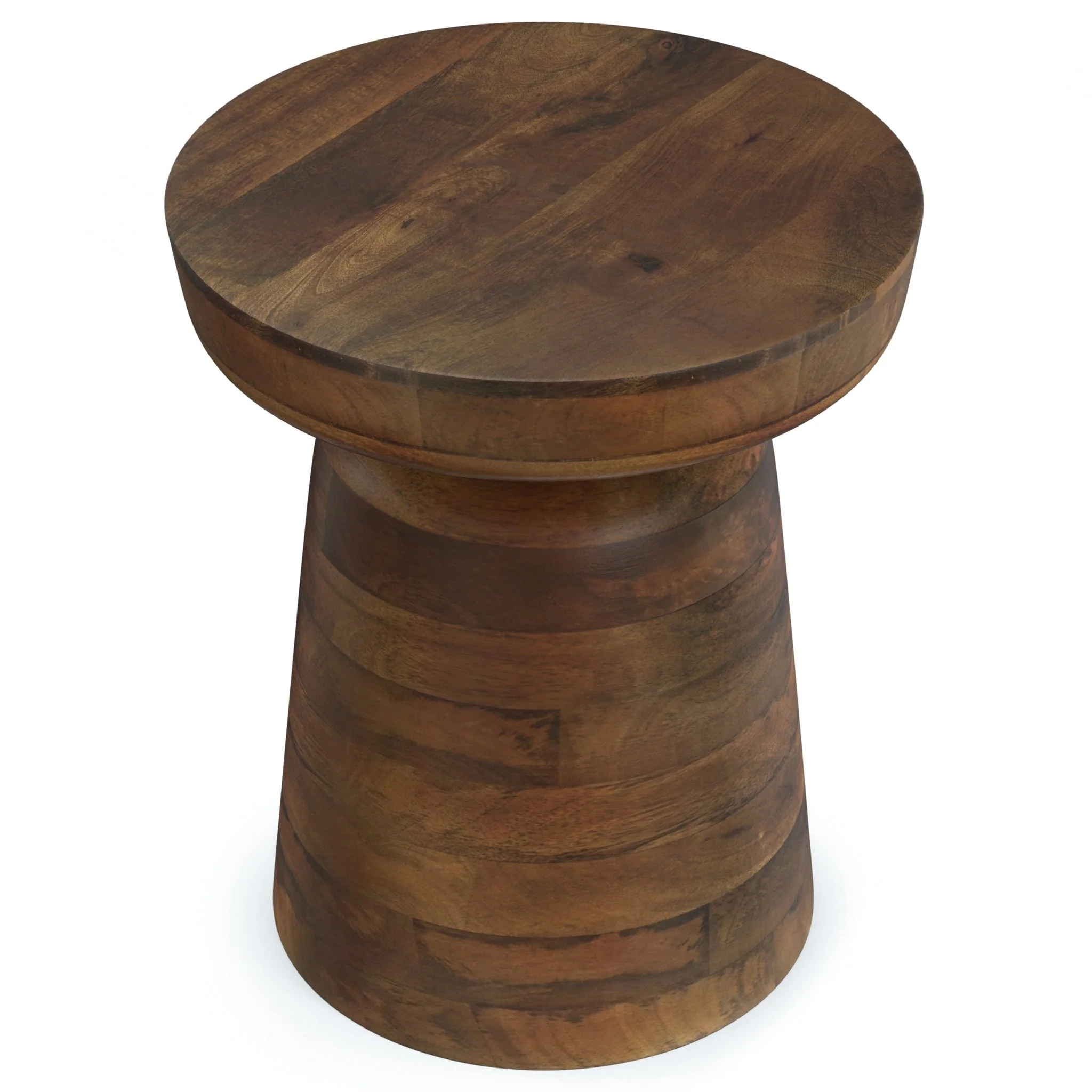 Xylophone Wooden Accent Table with Sculptural Design and Round Top