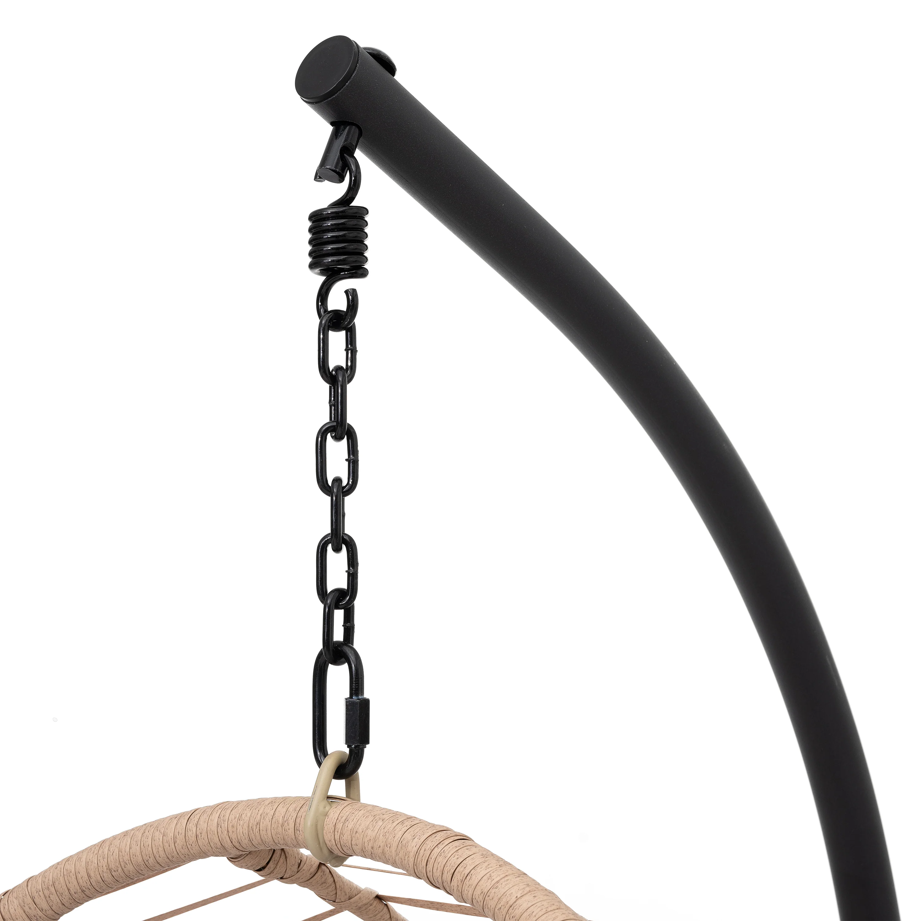 Outdoor Swing Egg Chair with Beige Cushion