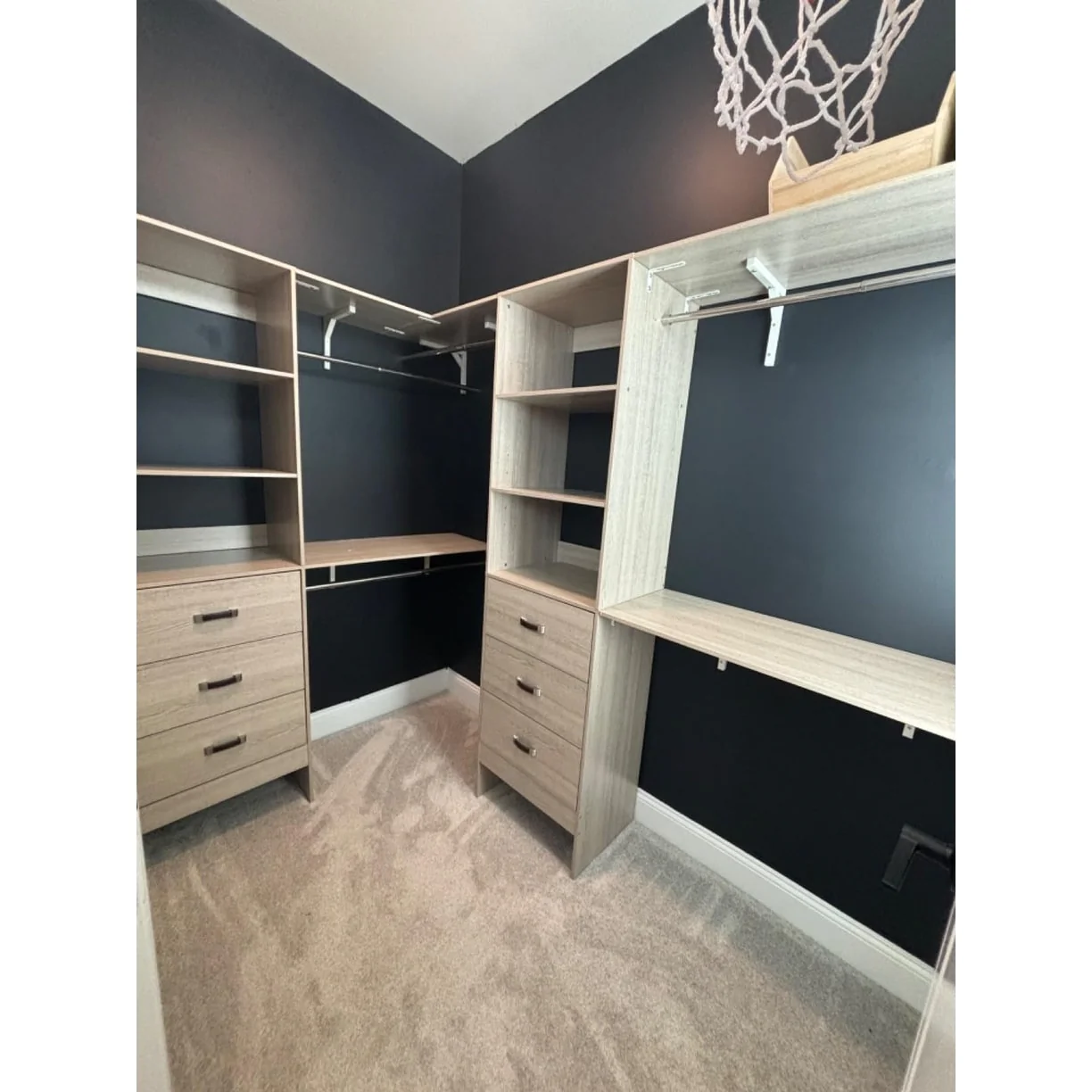 Rackcog 120'' Closet Organizer with Drawers, Closet System with DIY Shelves for Reach-in and Walk-in Closet