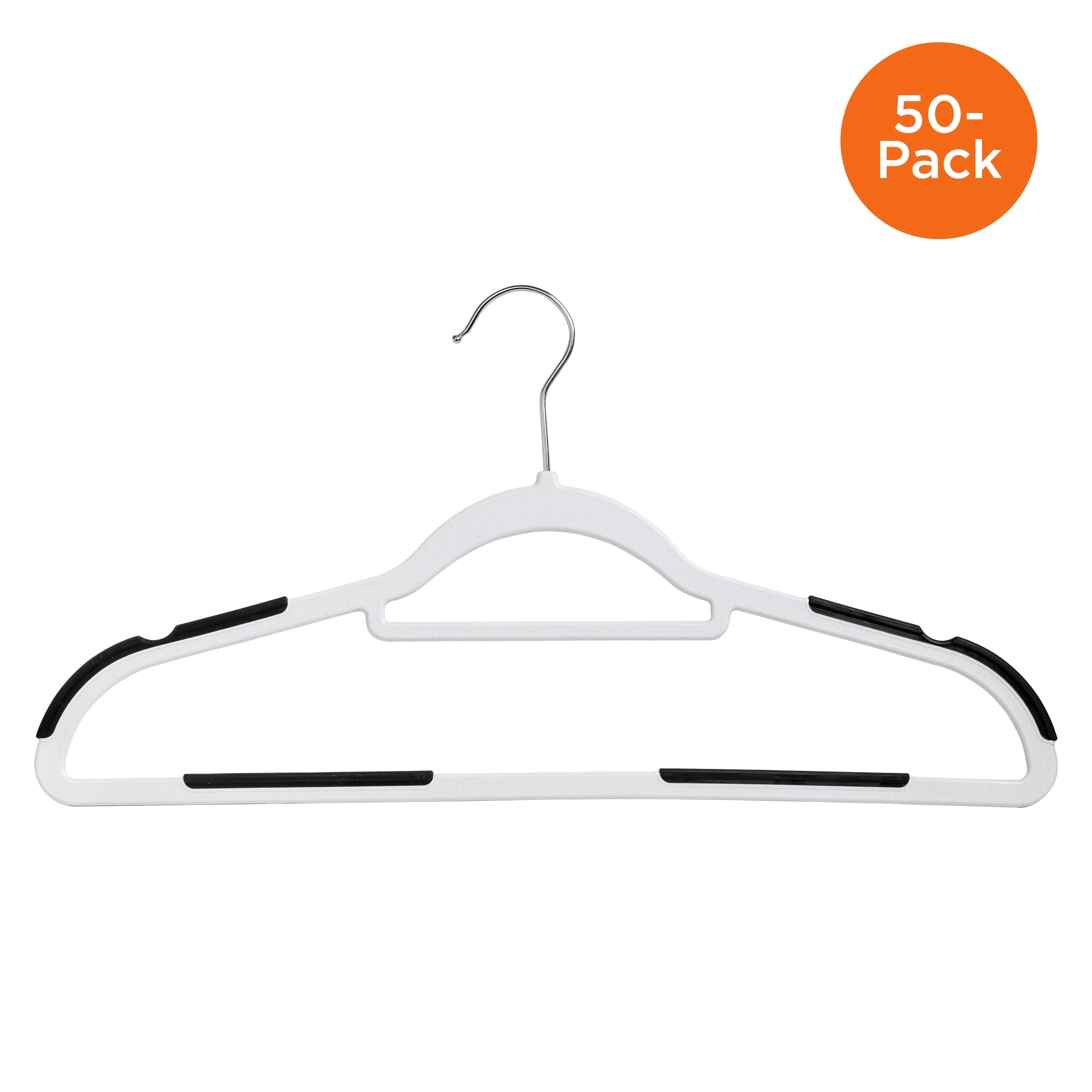 Honey-Can-Do 50-Pack White Plastic Rubber Grip No-Slip Suit Hangers