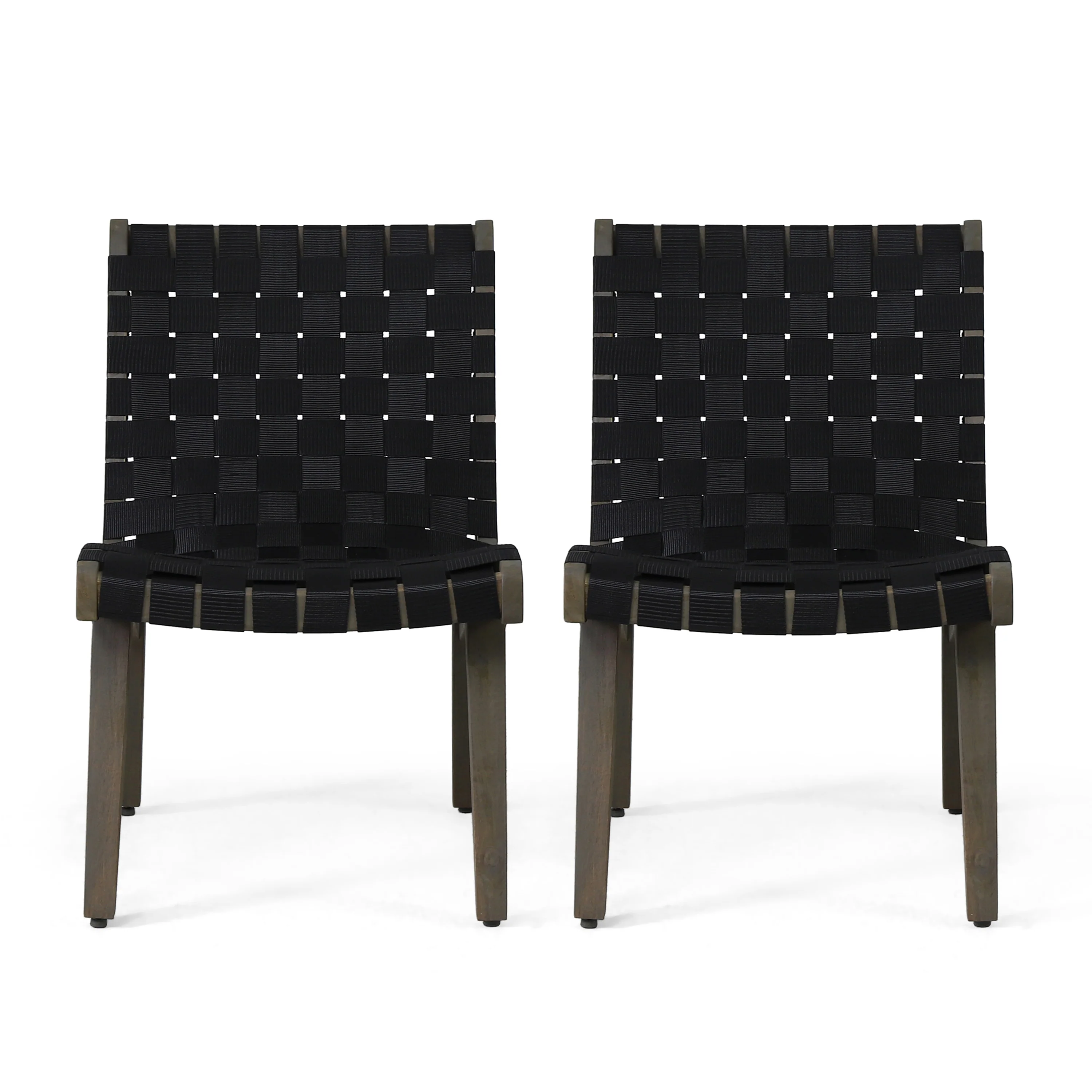 Delights Outdoor Lounge Chair with Rope Weave Design and Wood Frame, Set of 2
