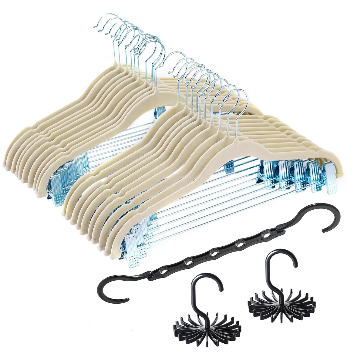 Javlergo 20-Pack Velvet Clothes Hangers, 16.5in Heavy-Duty Hangers with Adjustable Clips, Non-Slip, Space-Saving