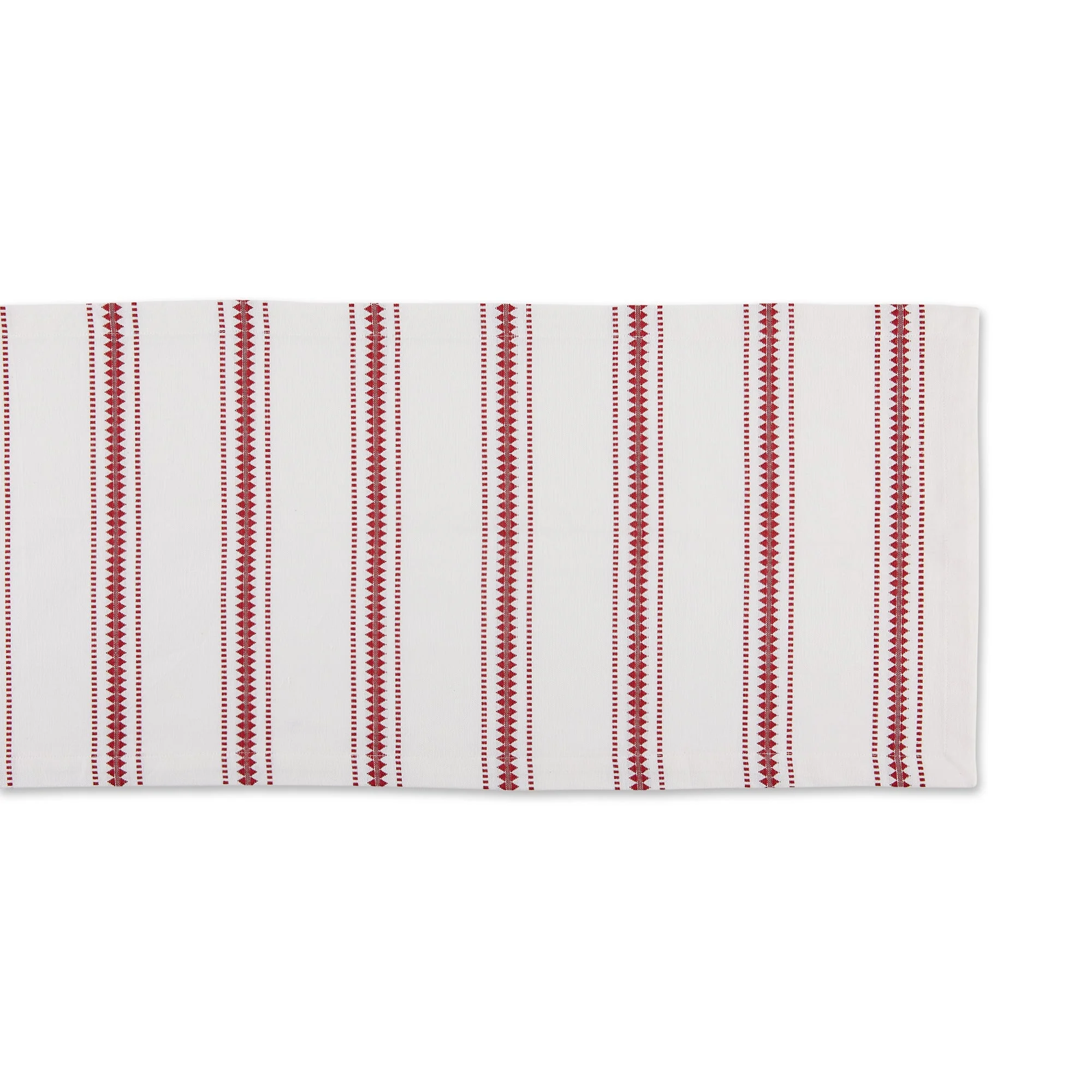 Barn Red Zig Dobby Stripe Table Runner 14X108