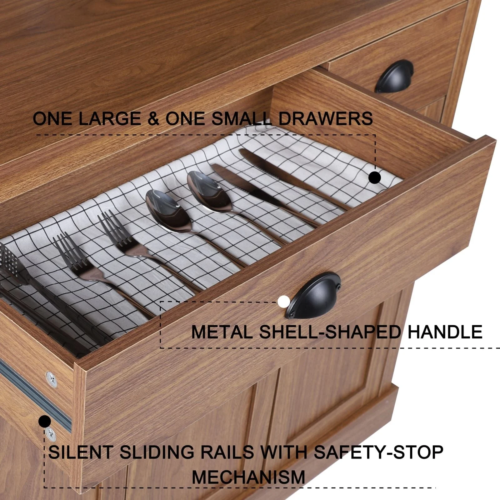 VEIKOUS Kitchen Pantry Storage Cabinet Cupboard with Framed Glass Door and Drawer