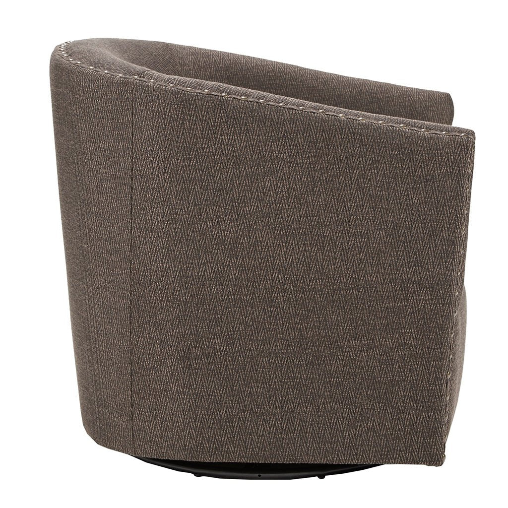 Fantasyy Upholstered Swivel Chair with Nailhead Trim and Curved Design