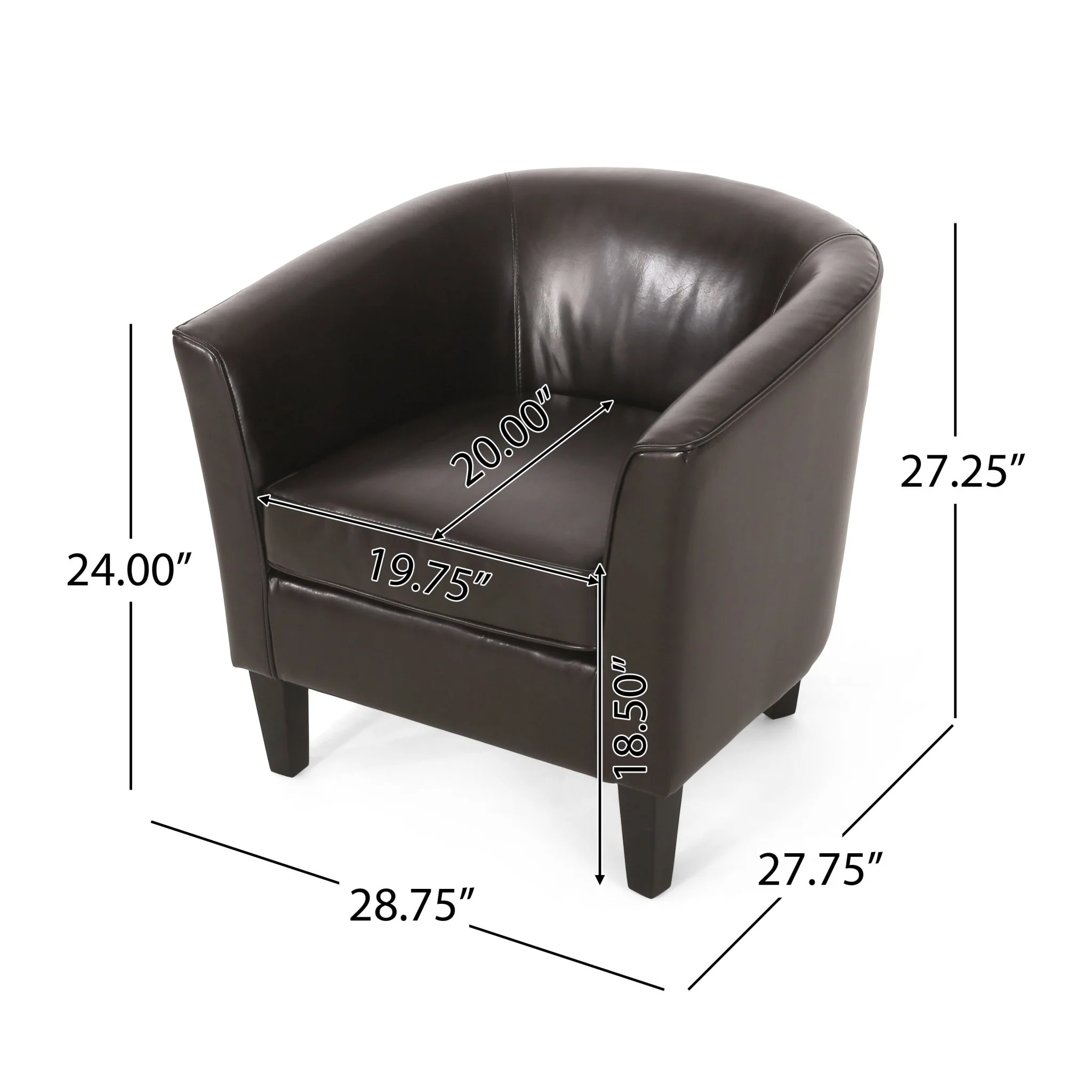 Upholstered Leather Club Chair with Flared Armrests