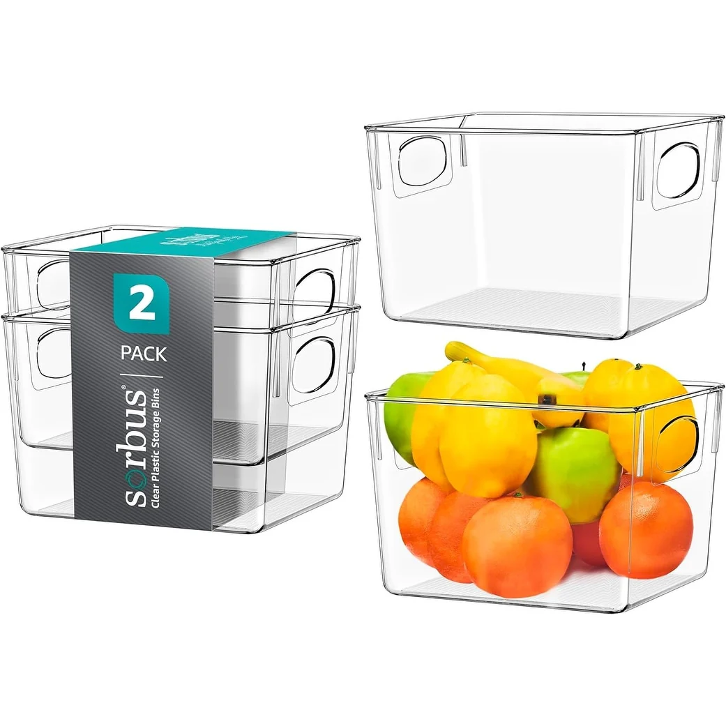 Sorbus Plastic Storage Bins Clear Pantry Organizer Box Bin Containers